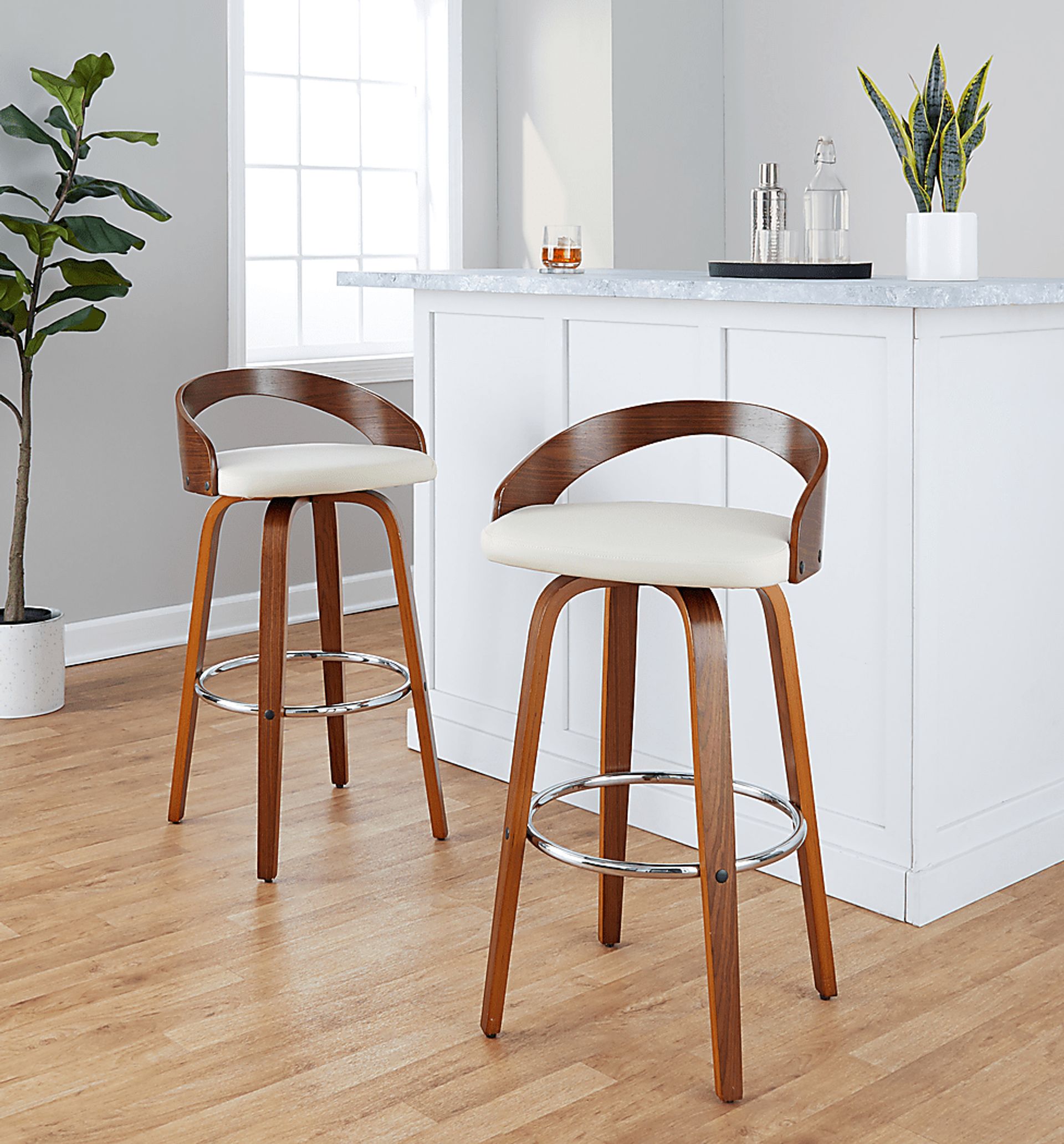 Zykan V Brown Swivel Barstool, Set of 2 - Image 2