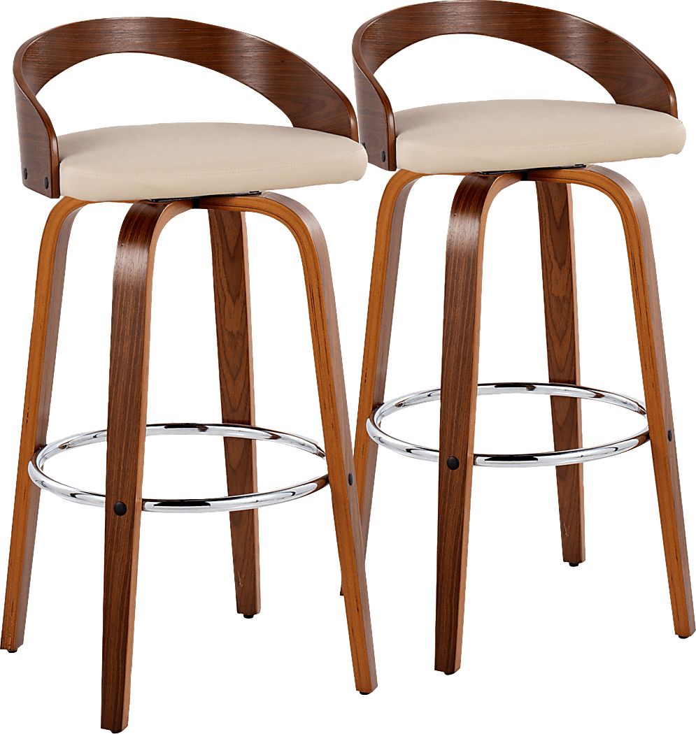 Zykan V Brown Swivel Barstool, Set of 2