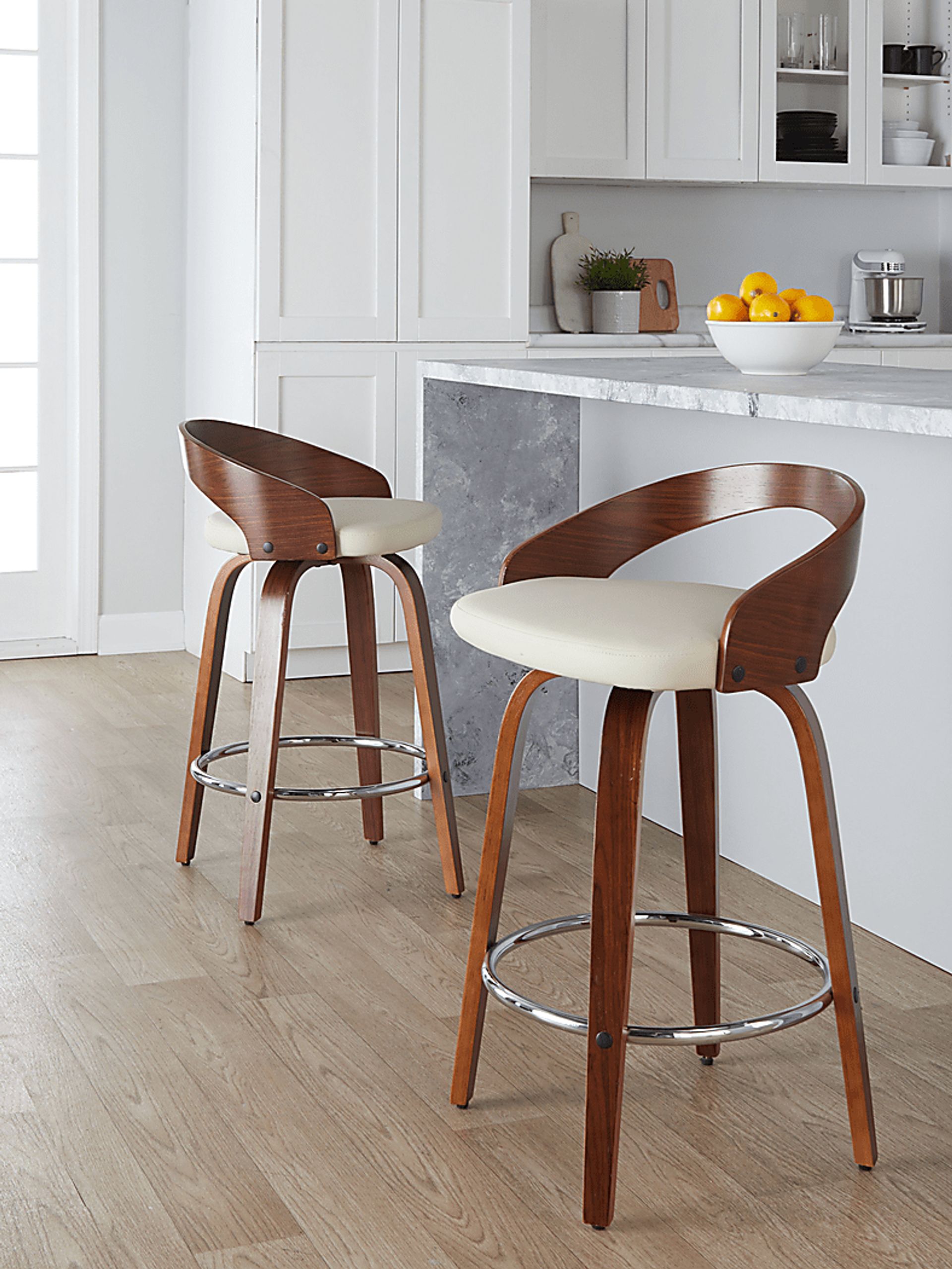 Zykan V Cream Swivel Counter Height Stool, Set of 2 - Image 2