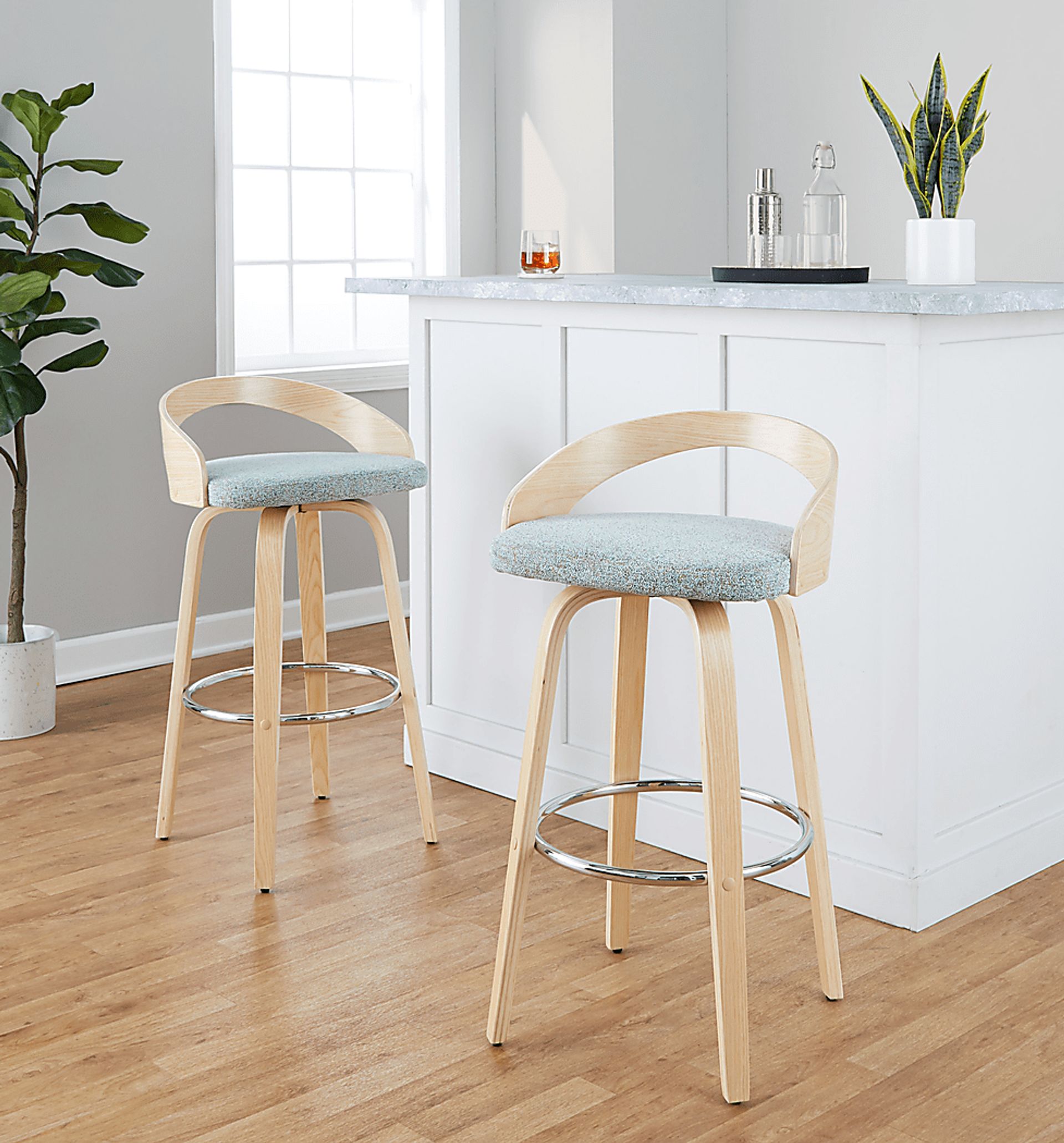 Zykan VI Light Green Swivel Barstool, Set of 2 - Image 2