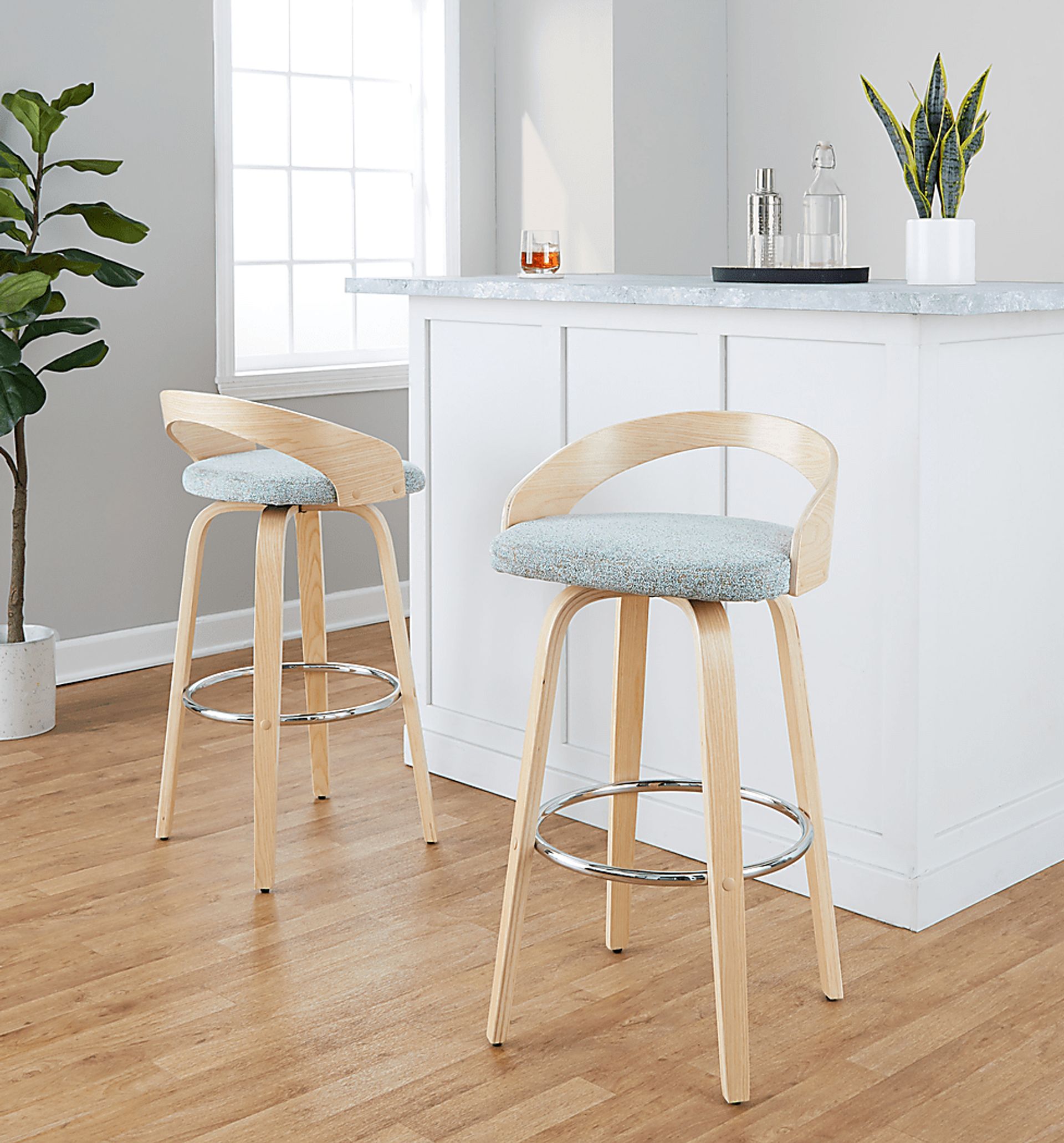 Zykan VI Light Green Swivel Barstool, Set of 2 - Image 4