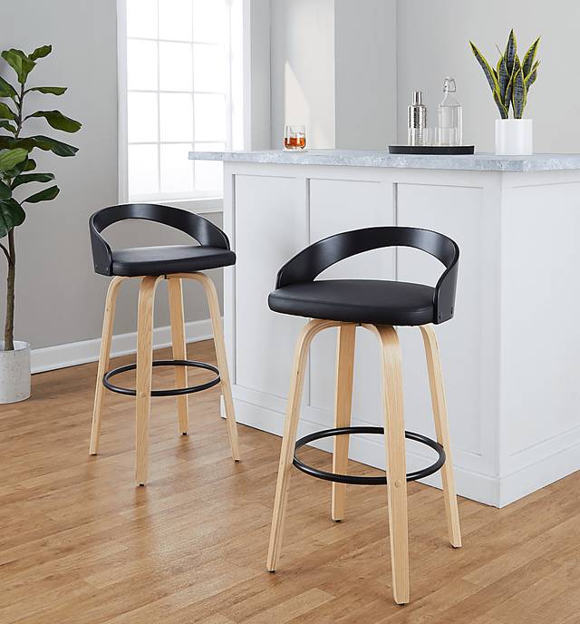 Zykan VII Black Swivel Barstool, Set of 2 - Thumbnail - Image 2