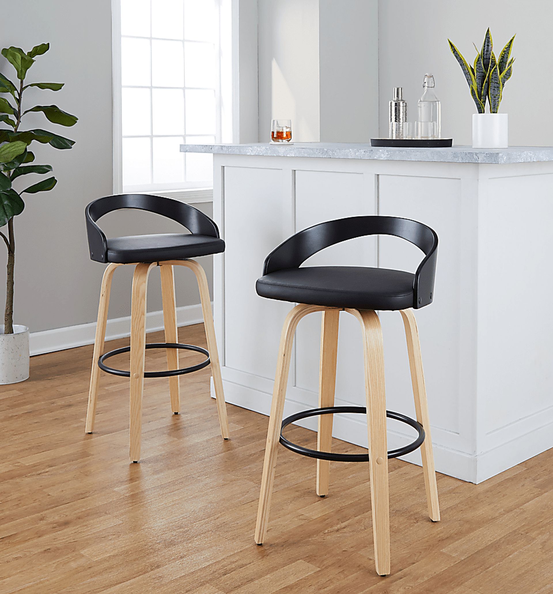 Zykan VII Black Swivel Barstool, Set of 2 - Image 2