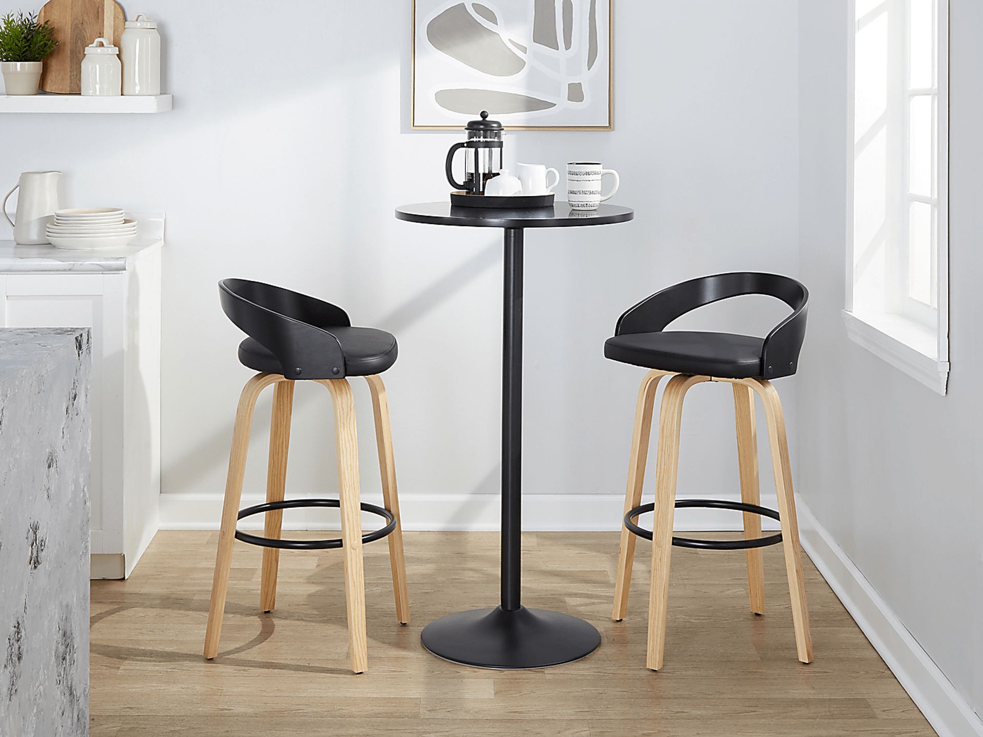 Zykan VII Black Swivel Barstool, Set of 2 - Image 3