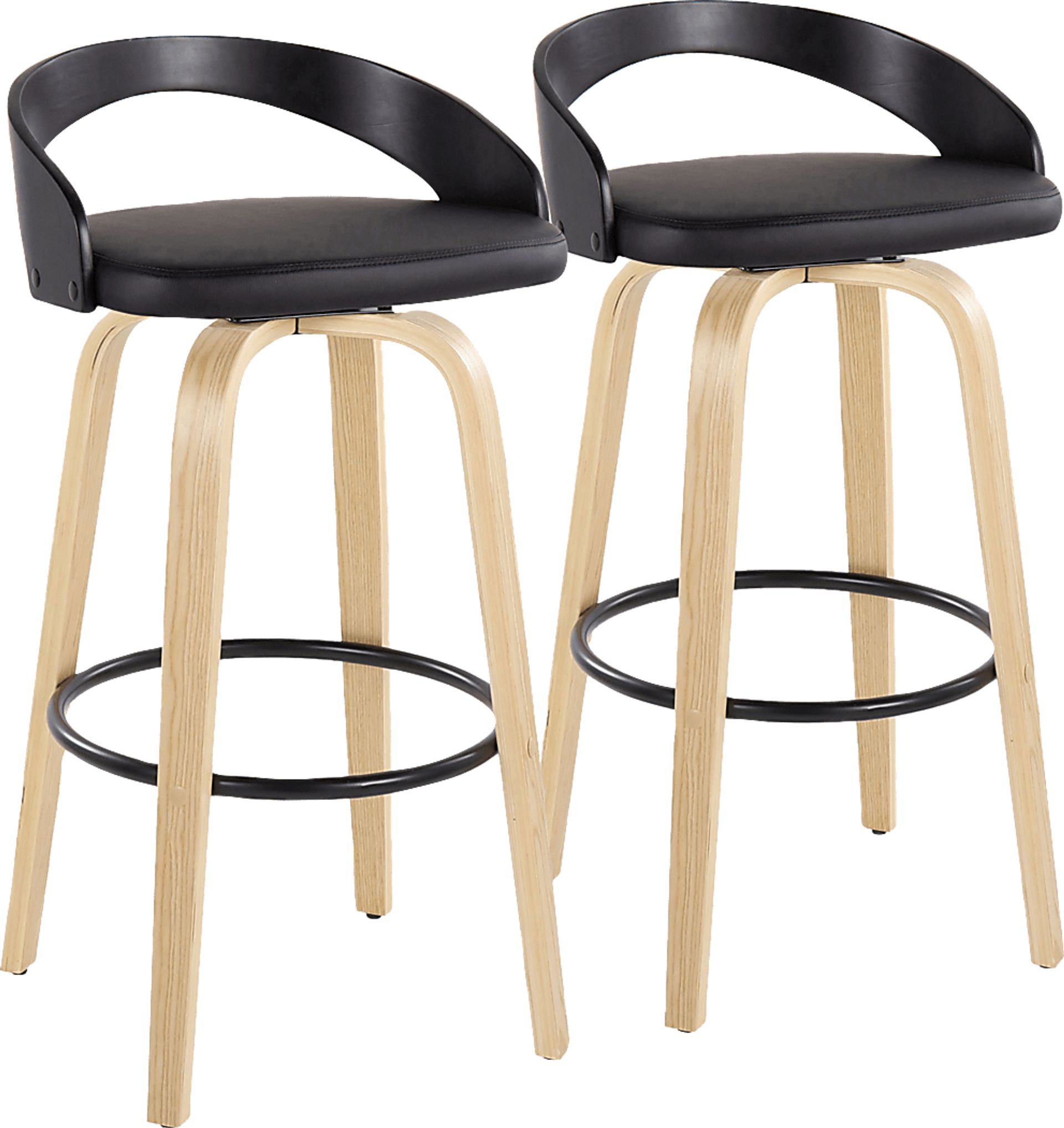 Zykan VII Black Swivel Barstool, Set of 2 - Image 1