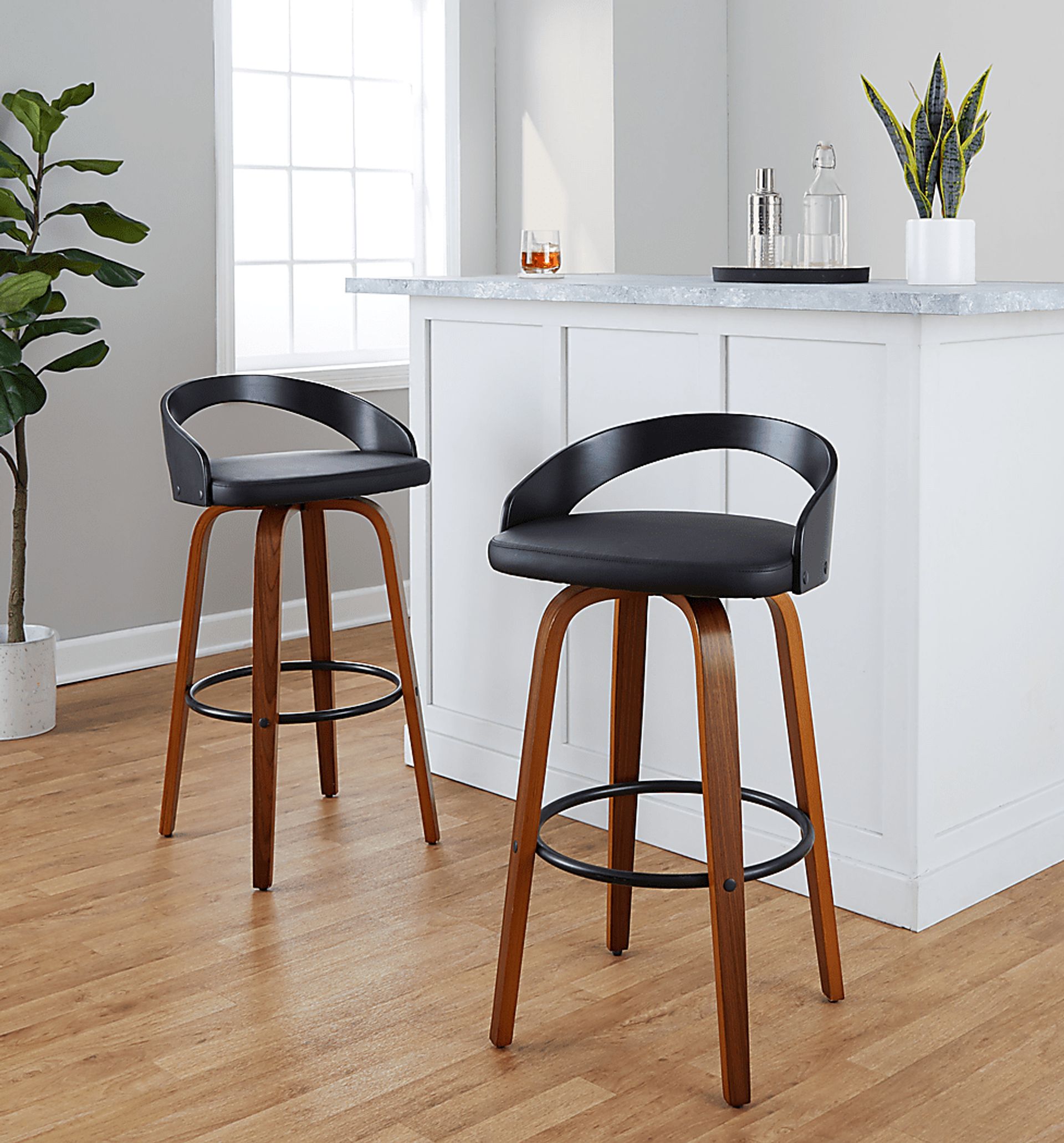 Zykan VIII Black Swivel Barstool, Set of 2 - Image 2