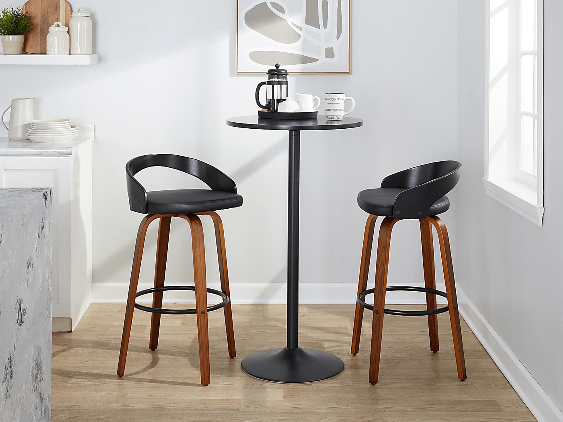 Zykan VIII Black Swivel Barstool, Set of 2 - Image 3