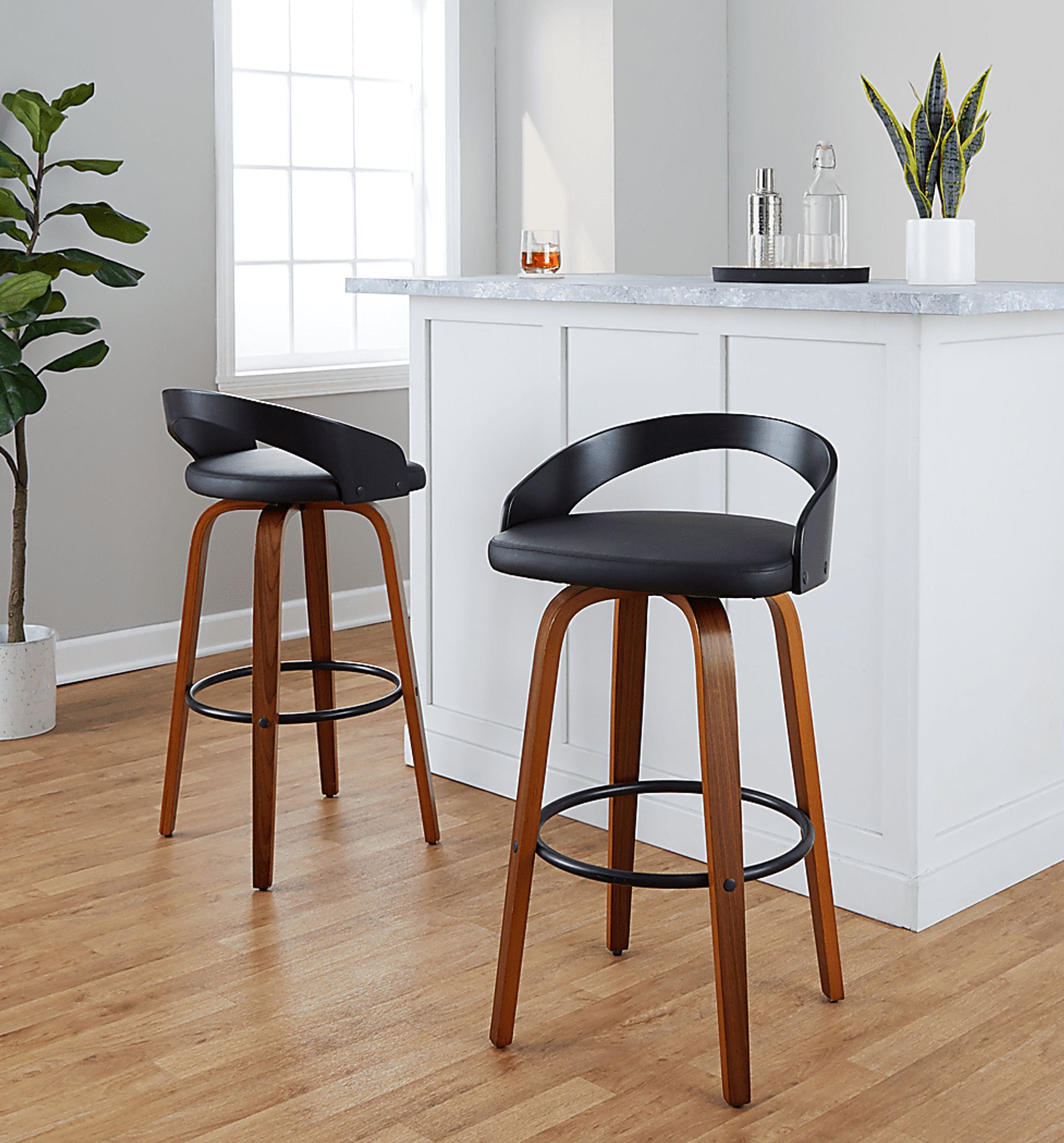 Zykan VIII Black Swivel Barstool, Set of 2 - Image 4