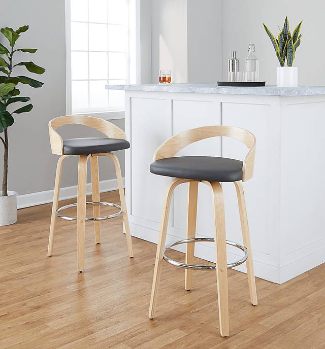 Zykan X Gray Swivel Barstool, Set of 2 - Thumbnail - Image 2