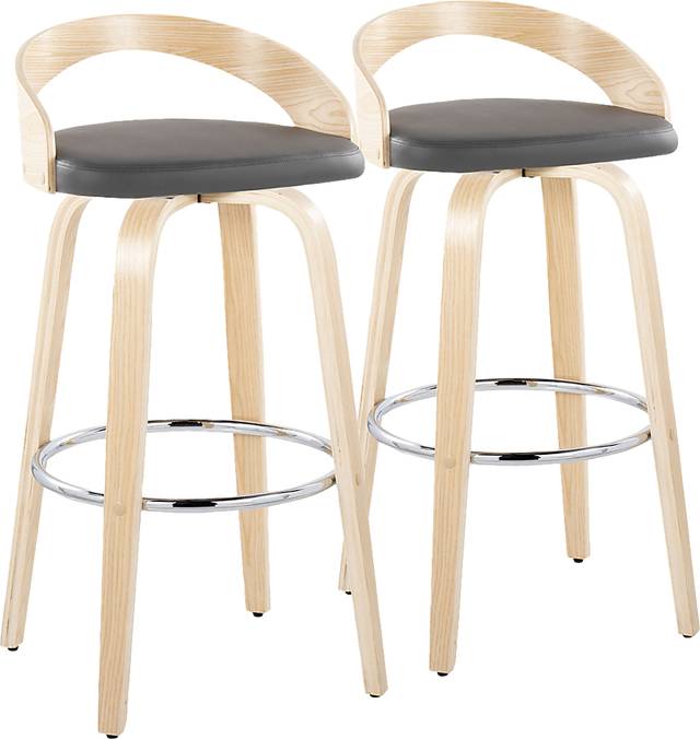 Zykan X Gray Swivel Barstool, Set of 2 - Thumbnail - Image 1