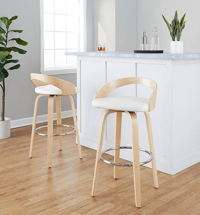Zykan X White Swivel Barstool, Set of 2 - Thumbnail - Image 2
