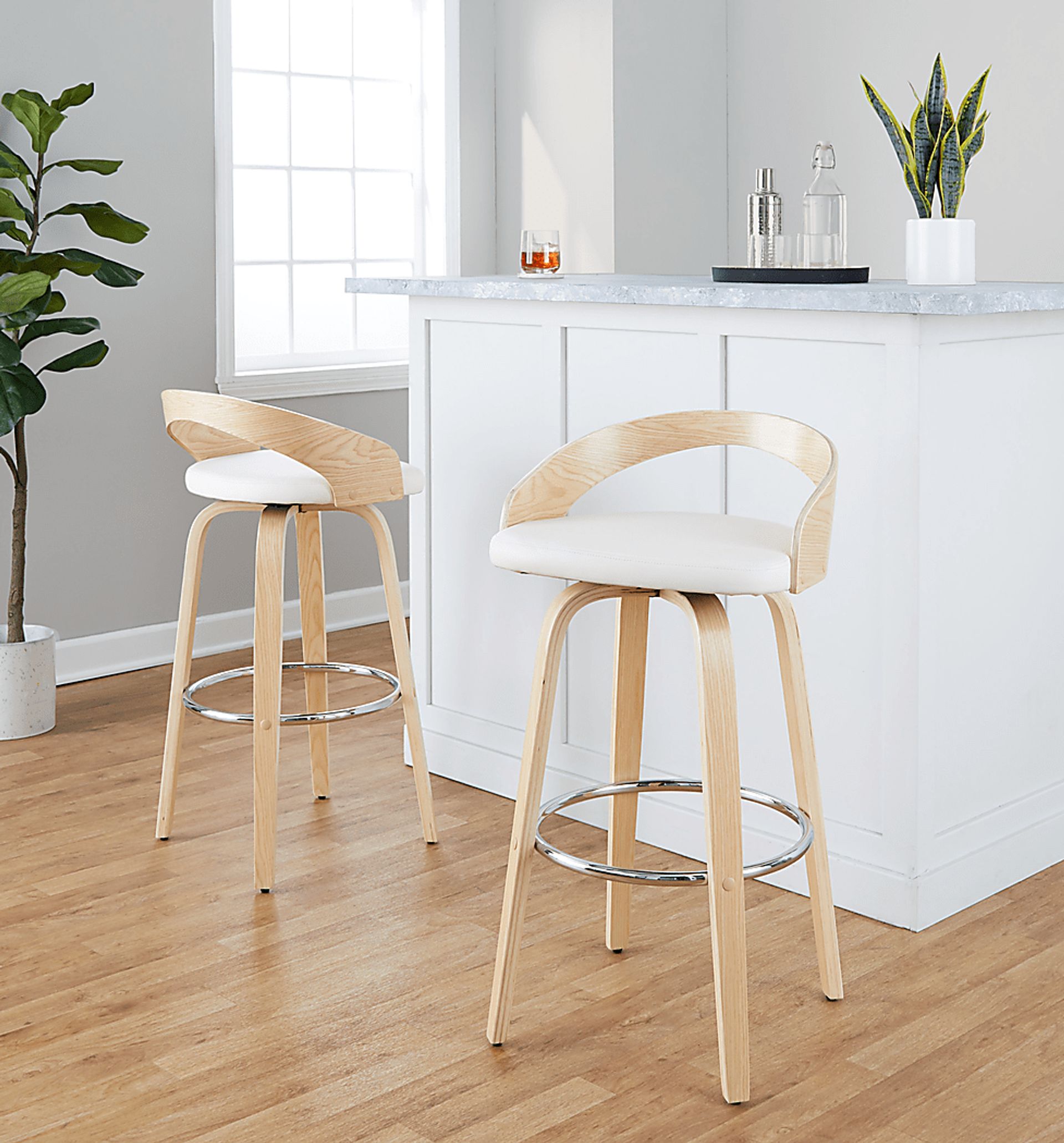 Zykan X White Swivel Barstool, Set of 2 - Image 2