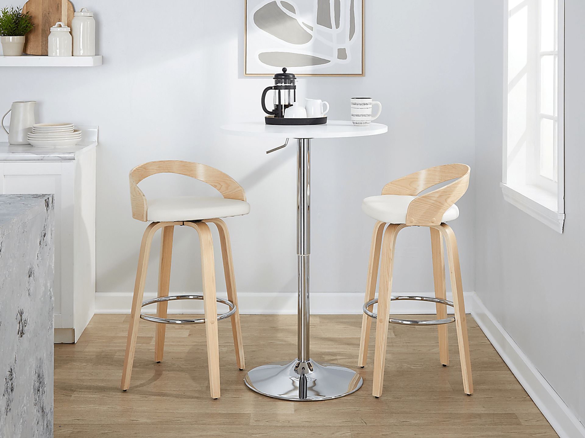 Zykan X White Swivel Barstool, Set of 2 - Image 3