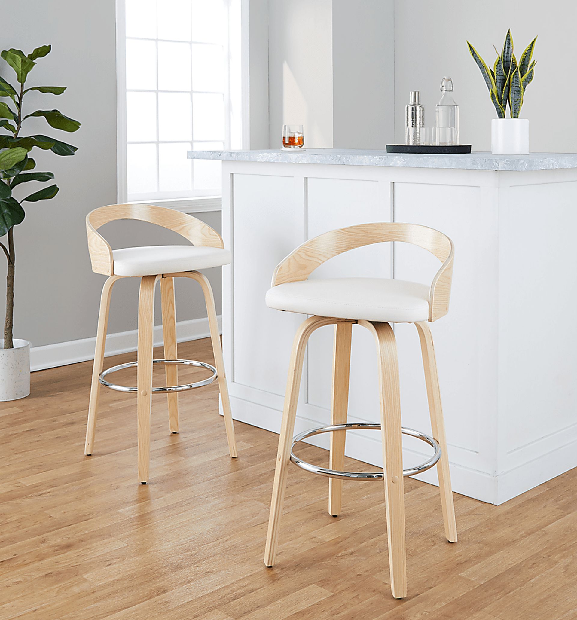Zykan X White Swivel Barstool, Set of 2 - Image 4