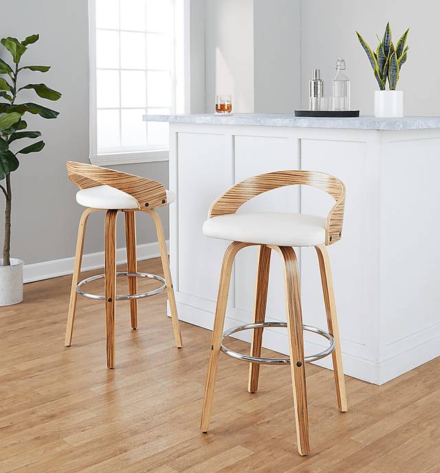 Zykan XI White Swivel Barstool, Set of 2 - Thumbnail - Image 2