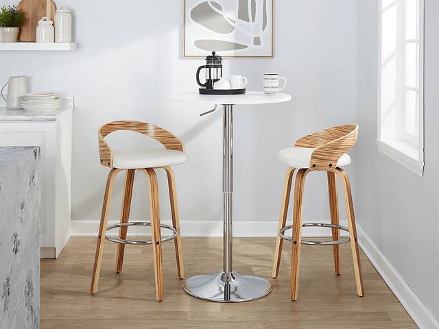 Zykan XI White Swivel Barstool, Set of 2 - Thumbnail - Image 3