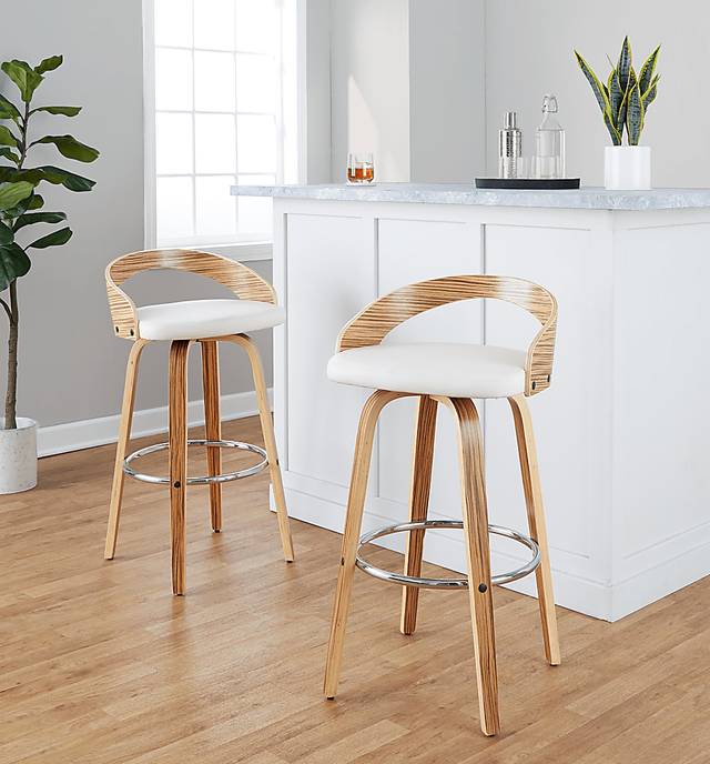 Zykan XI White Swivel Barstool, Set of 2 - Thumbnail - Image 4