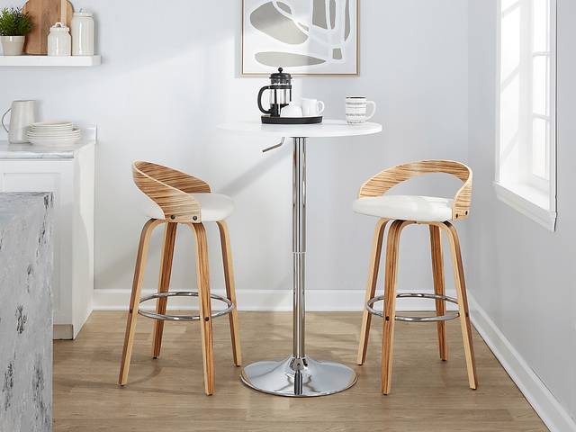 Zykan XI White Swivel Barstool, Set of 2 - Thumbnail - Image 5