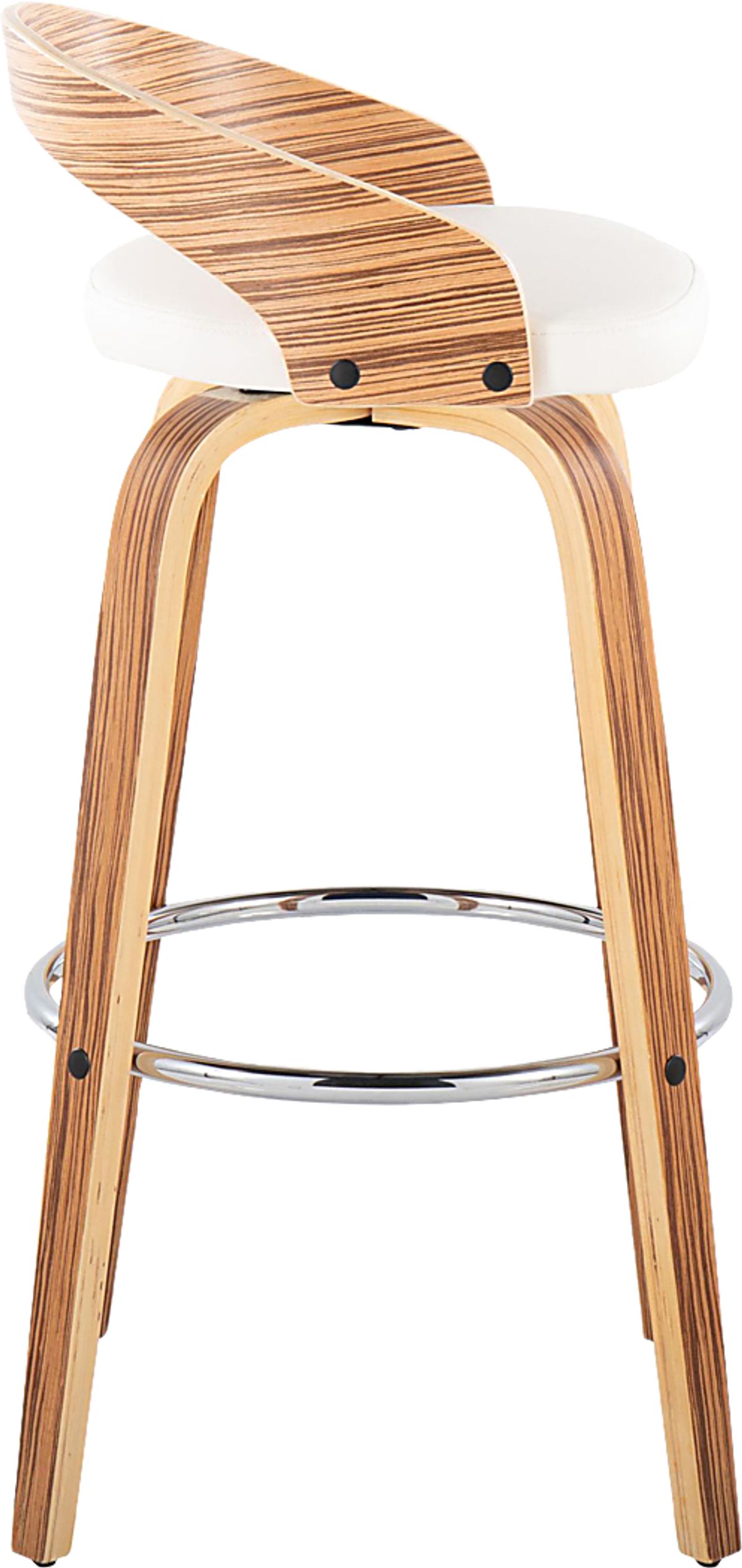 Zykan XI Natural Light Wood White Polyester Fabric Swivel Barstool