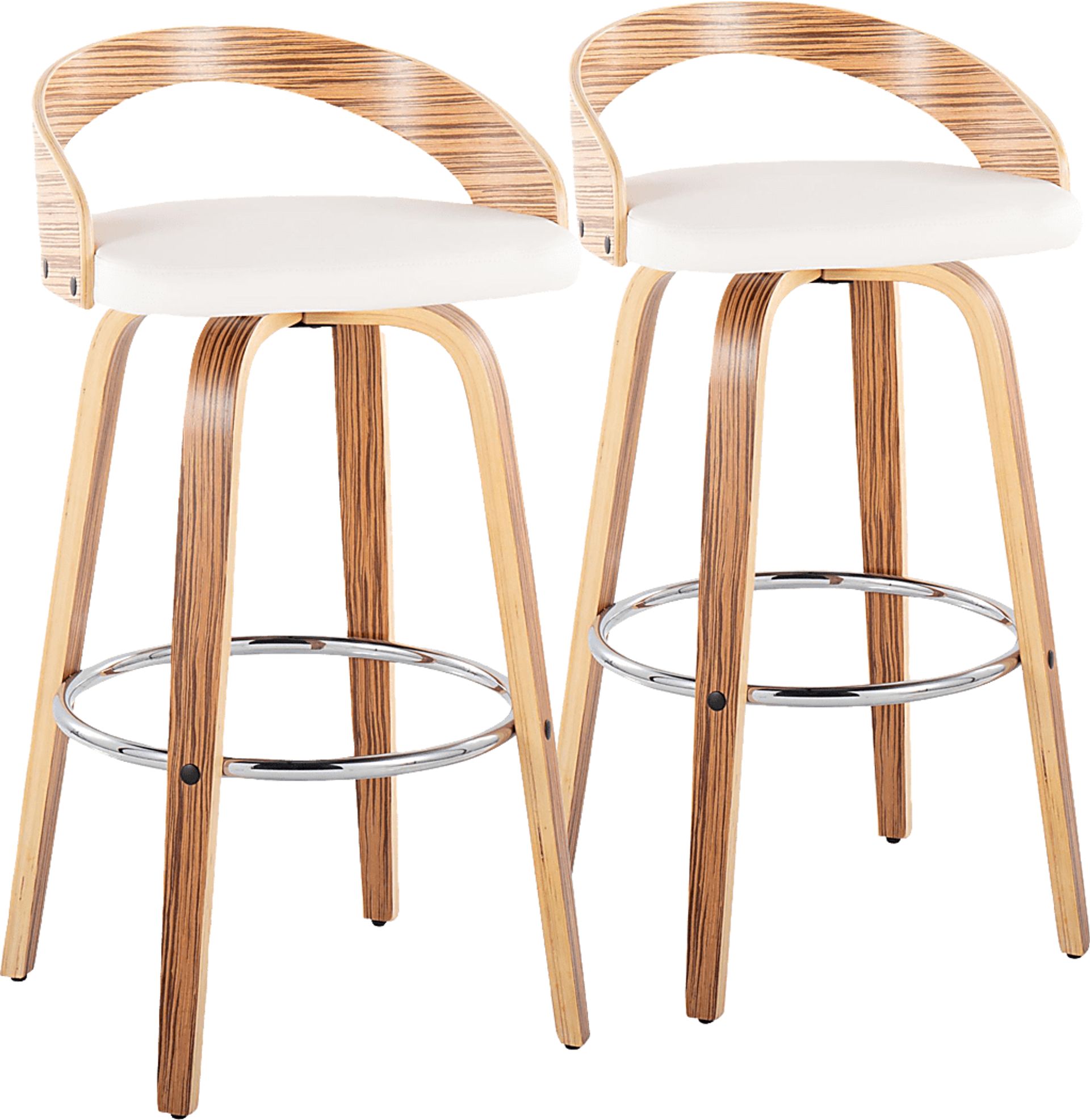 Zykan XI White Swivel Barstool, Set of 2 - Image 1