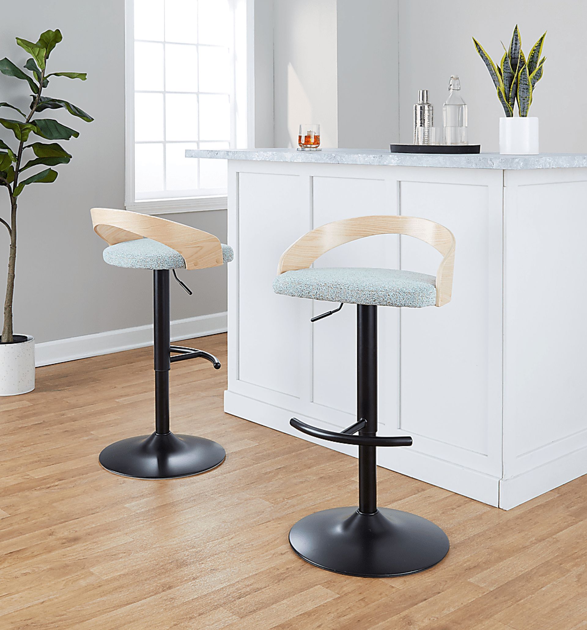 Zykan XII Light Green Adjustable Barstool, Set of 2 - Image 2