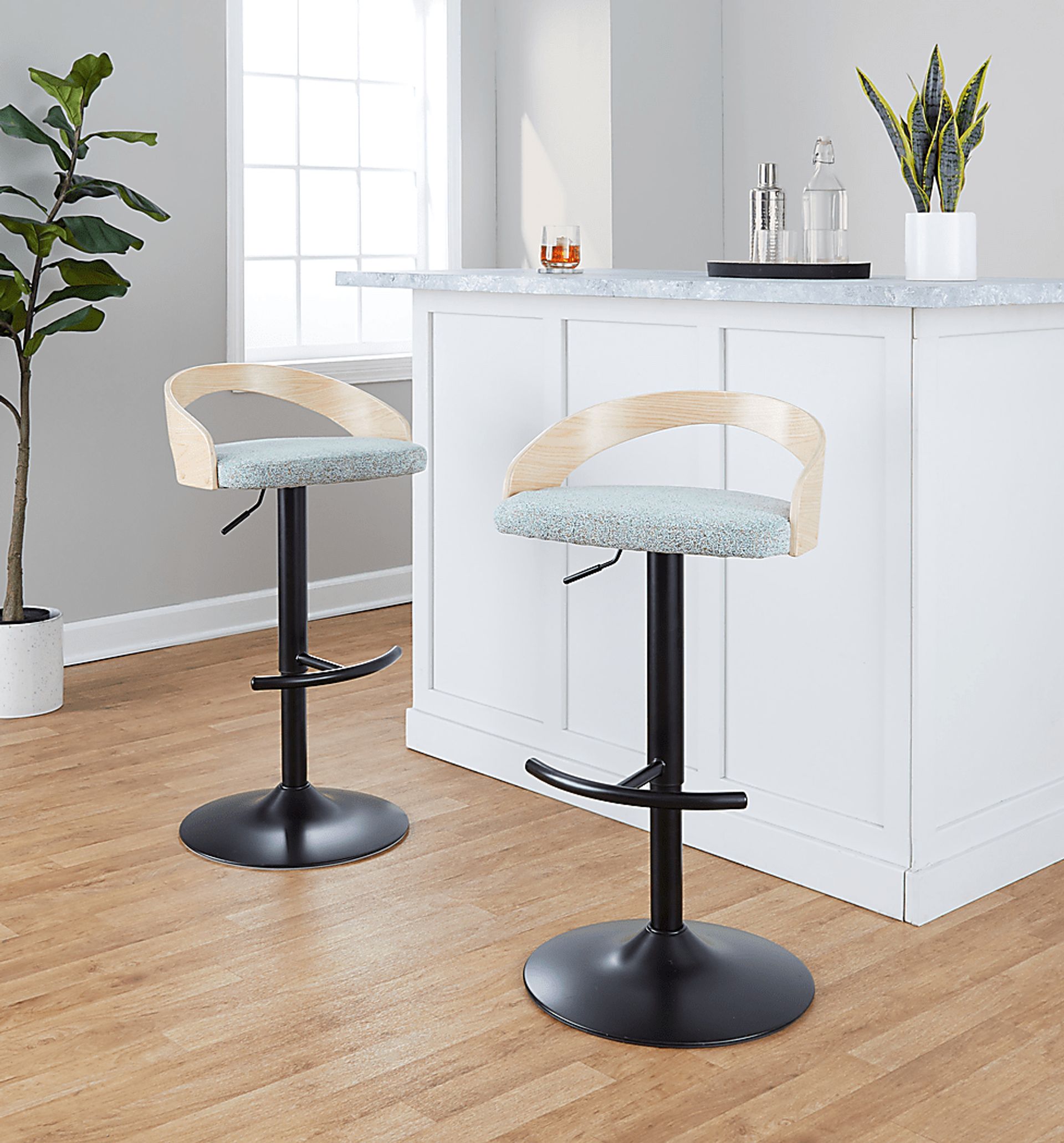 Zykan XII Light Green Adjustable Barstool, Set of 2 - Image 4