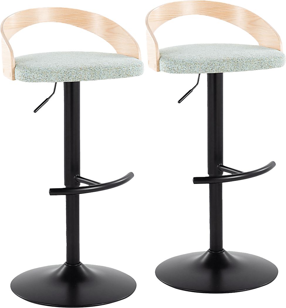 Zykan XII Light Green Adjustable Barstool, Set of 2