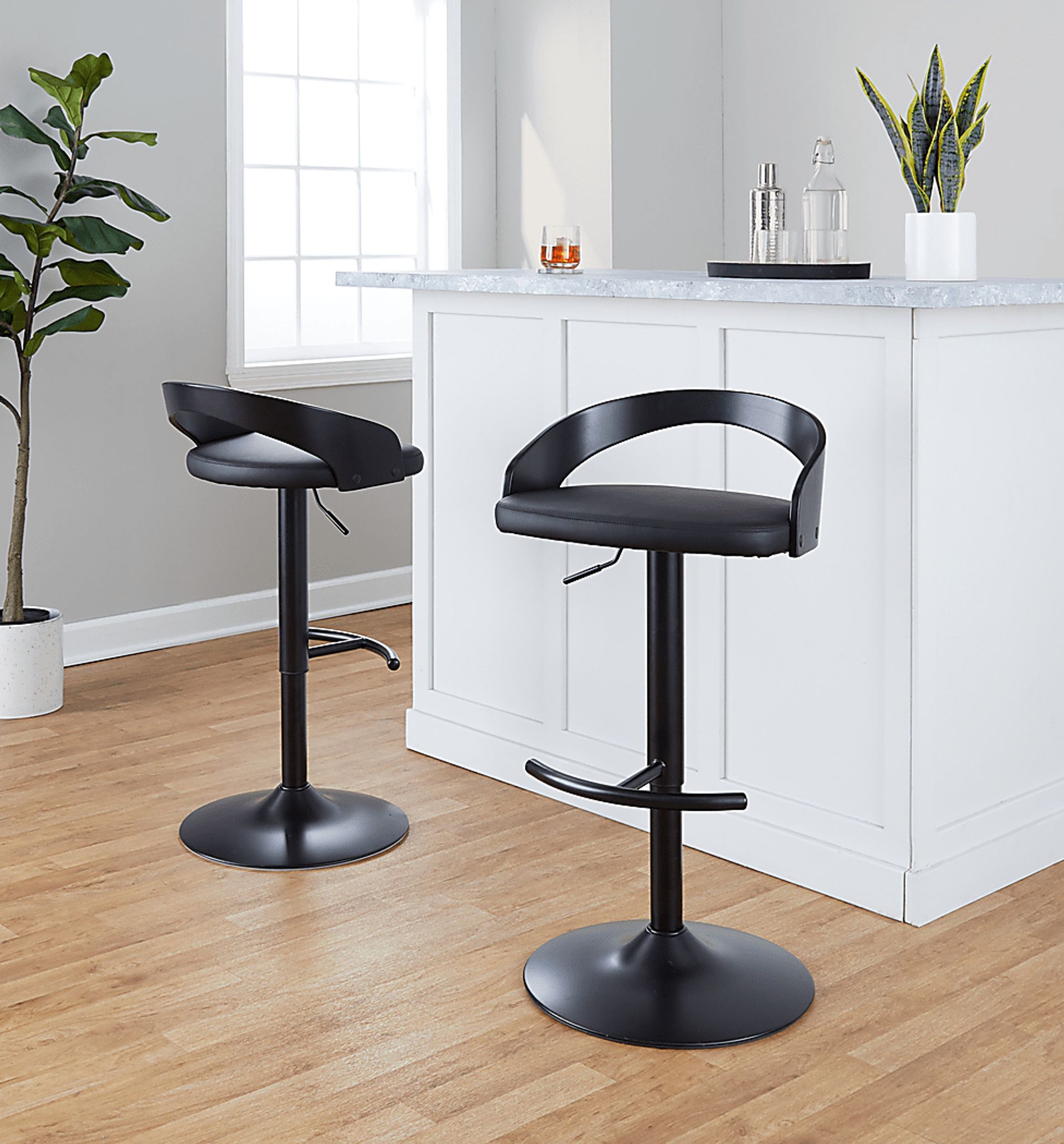 Zykan XIV Black Adjustable Barstool, Set of 2 - Image 2