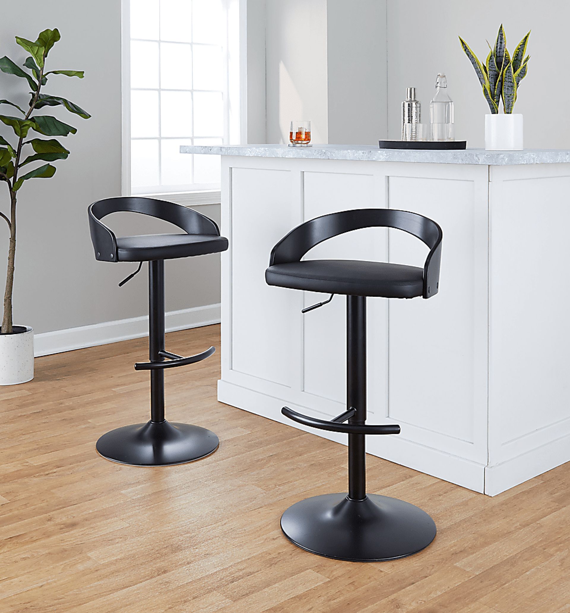 Zykan XIV Black Adjustable Barstool, Set of 2 - Image 9
