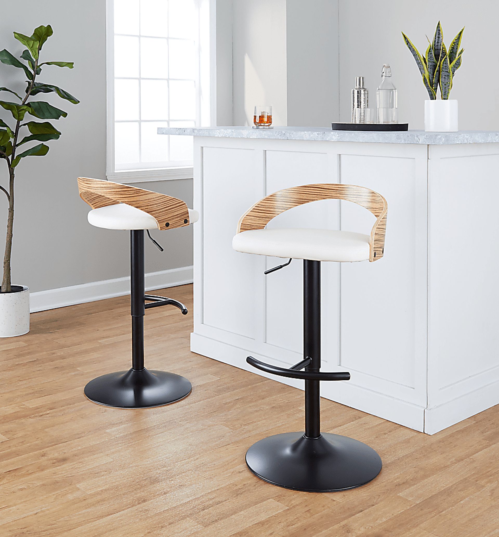 Zykan XIX White Adjustable Barstool, Set of 2 - Image 11