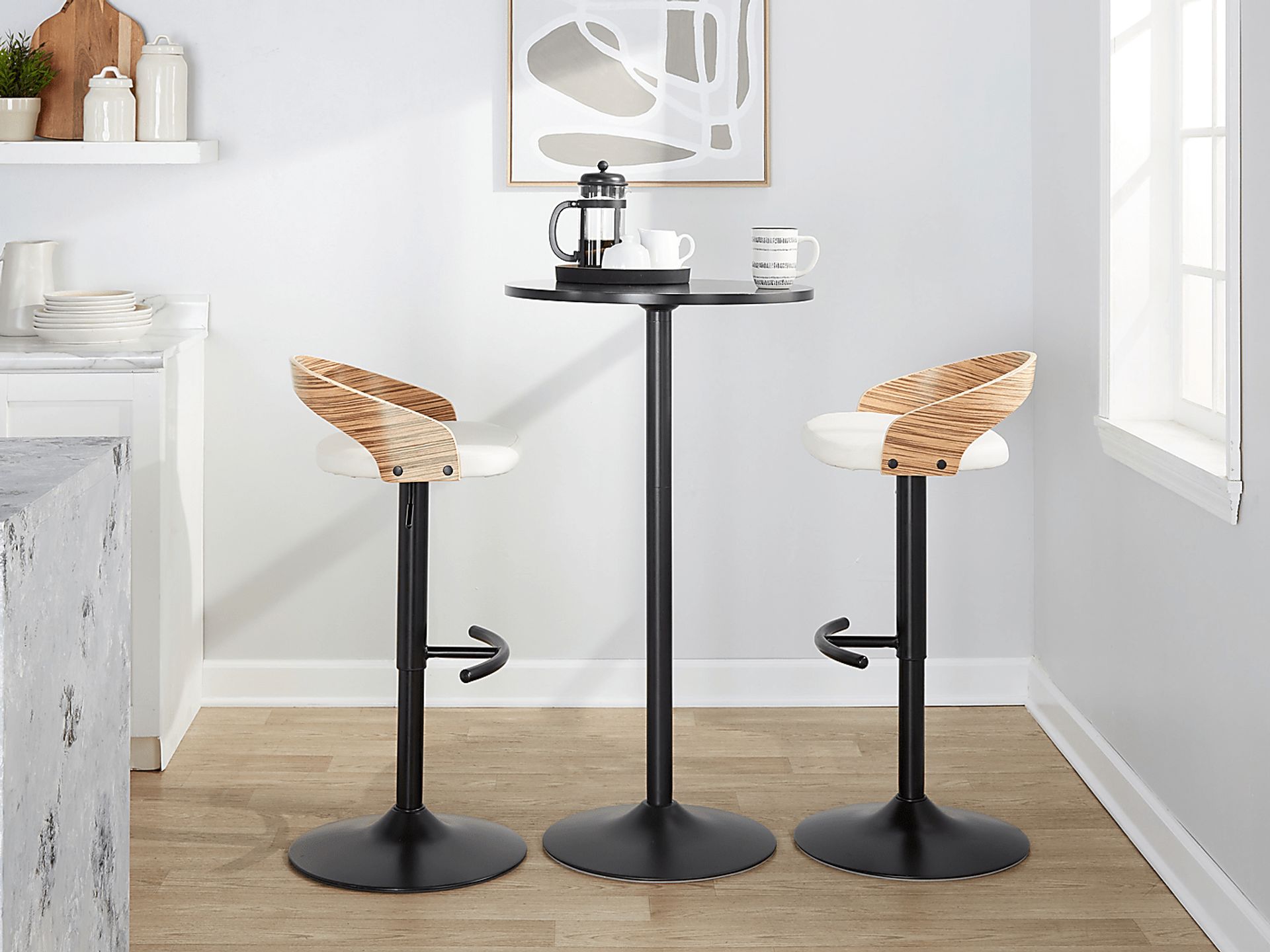 Zykan XIX White Adjustable Barstool, Set of 2 - Image 9