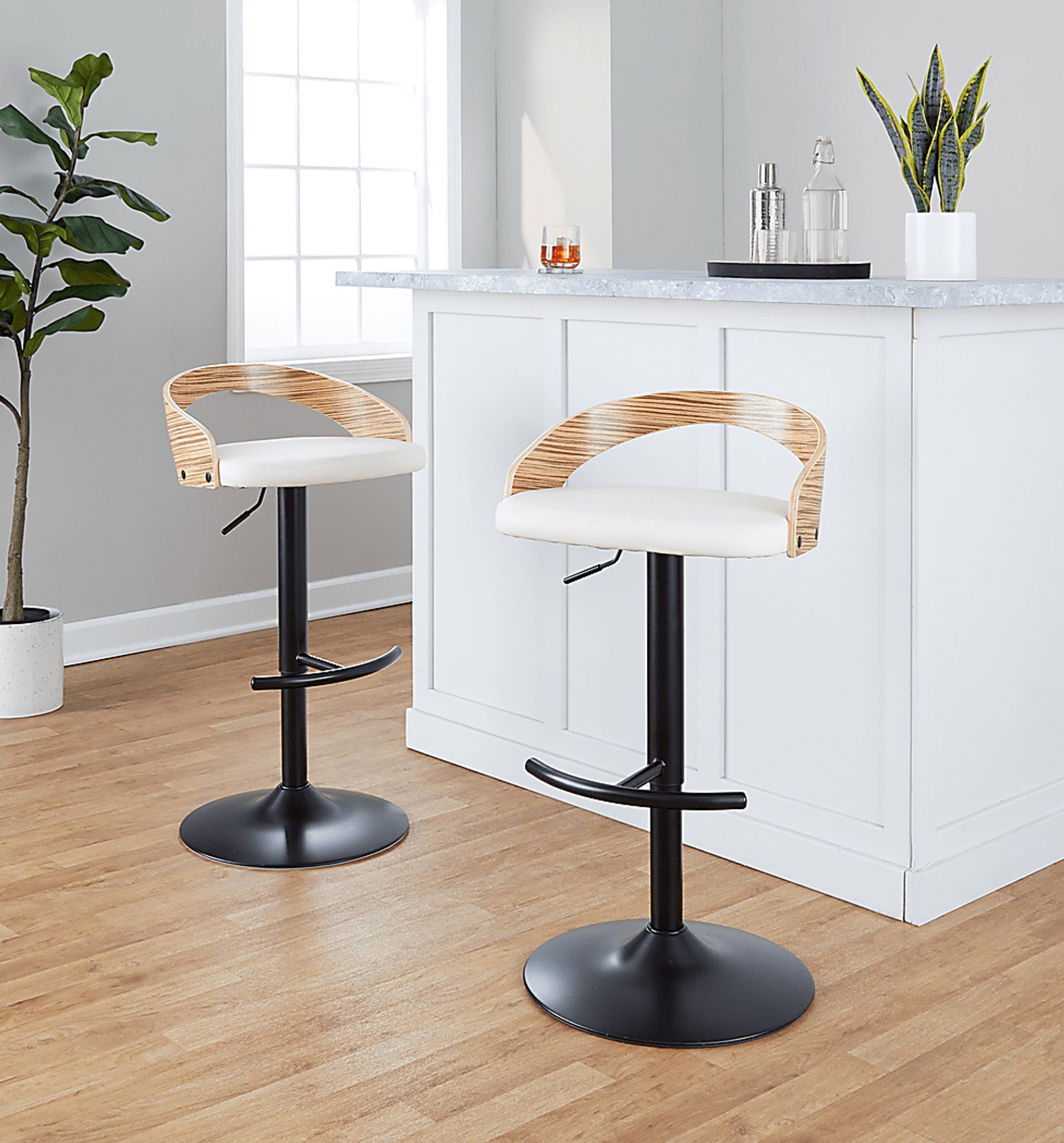 Zykan XIX White Adjustable Barstool, Set of 2 - Image 10