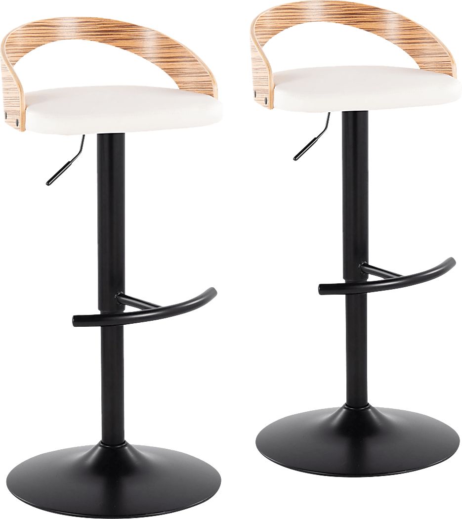 Zykan XIX White Adjustable Barstool, Set of 2
