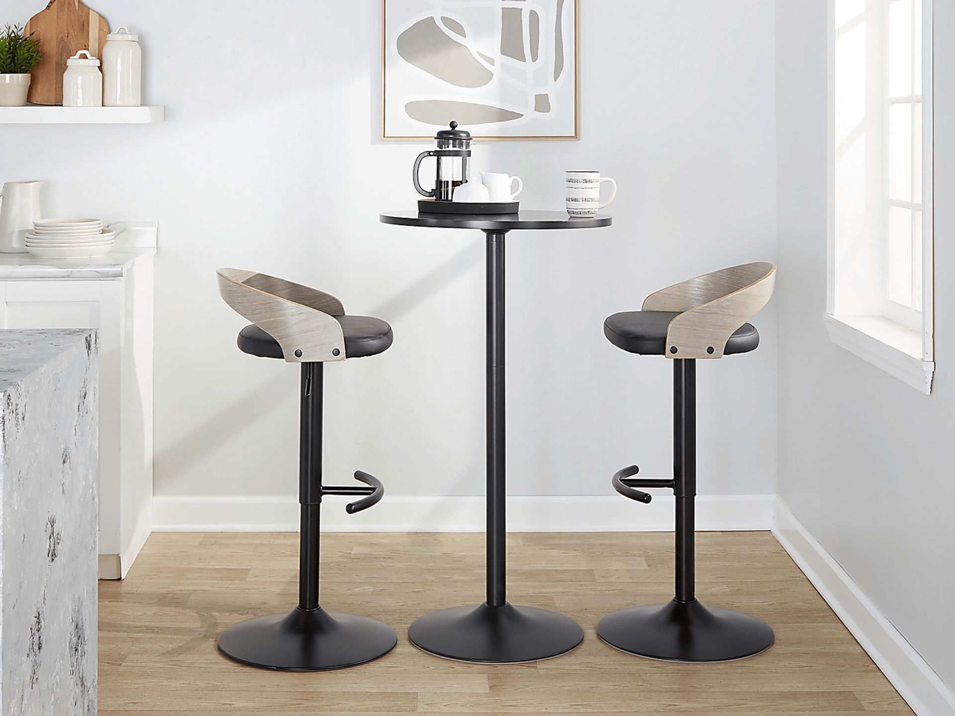 Zykan XVI Black Adjustable Barstool, Set of 2 - Image 11
