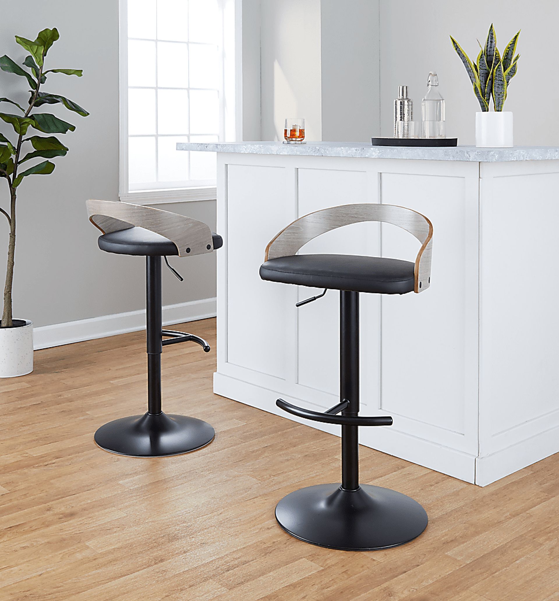 Zykan XVI Black Adjustable Barstool, Set of 2 - Image 9