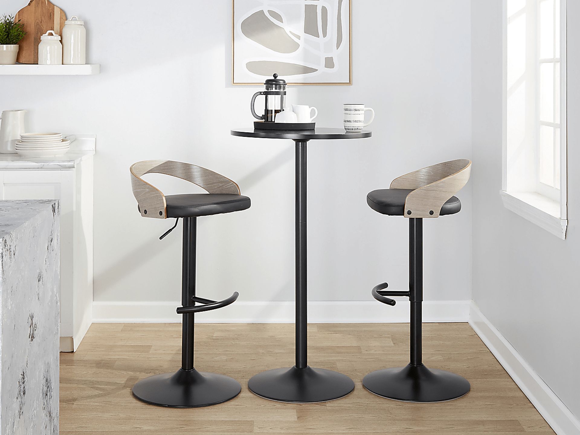 Zykan XVI Black Adjustable Barstool, Set of 2 - Image 10