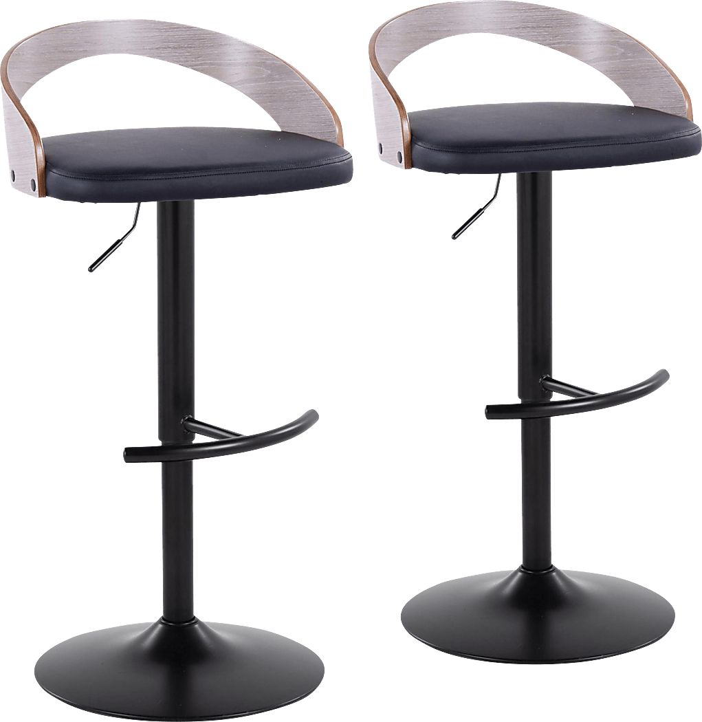 Zykan XVI Black Adjustable Barstool, Set of 2