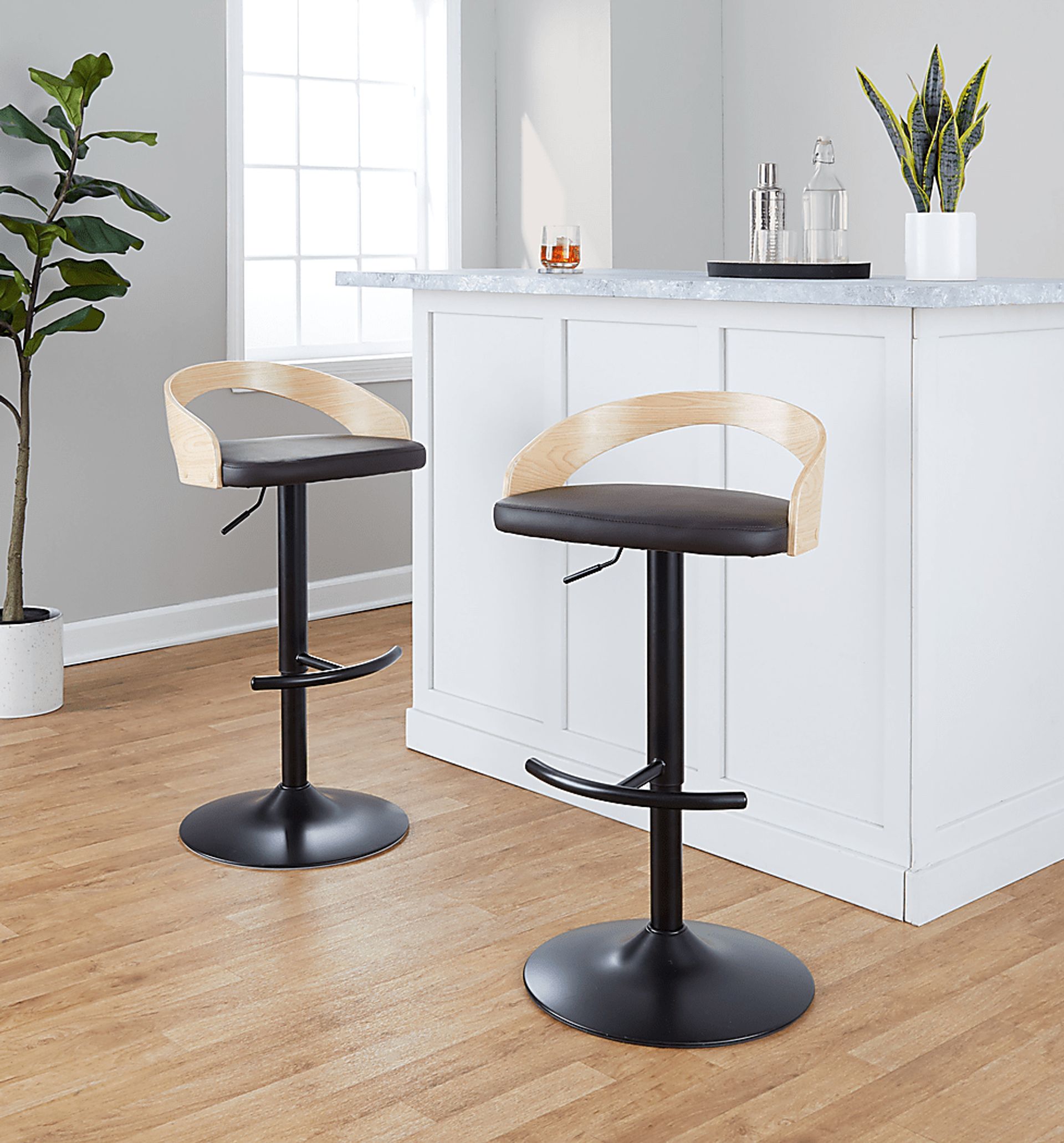 Zykan XVII Brown Adjustable Barstool, Set of 2 - Image 2