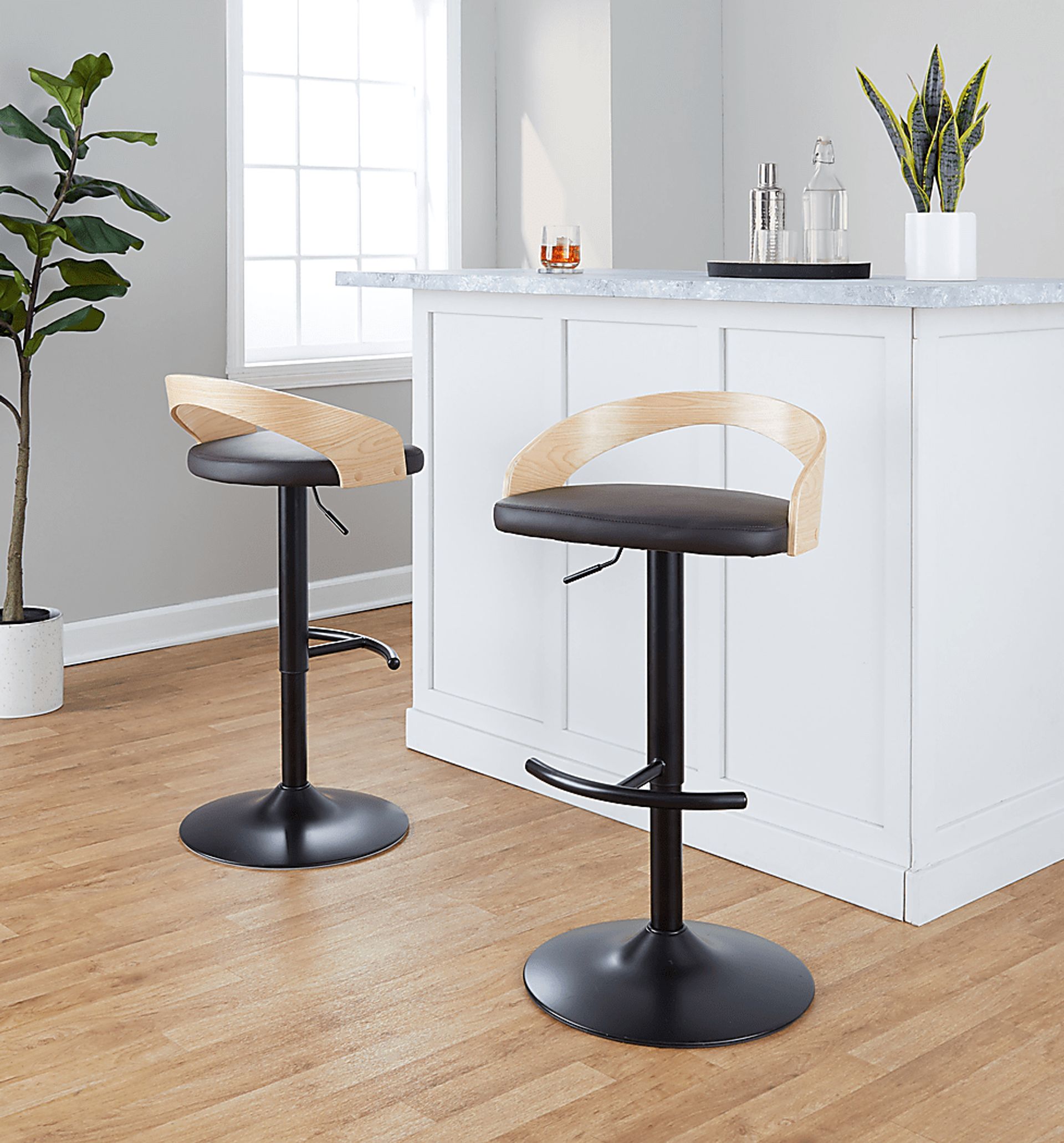 Zykan XVII Brown Adjustable Barstool, Set of 2 - Image 9