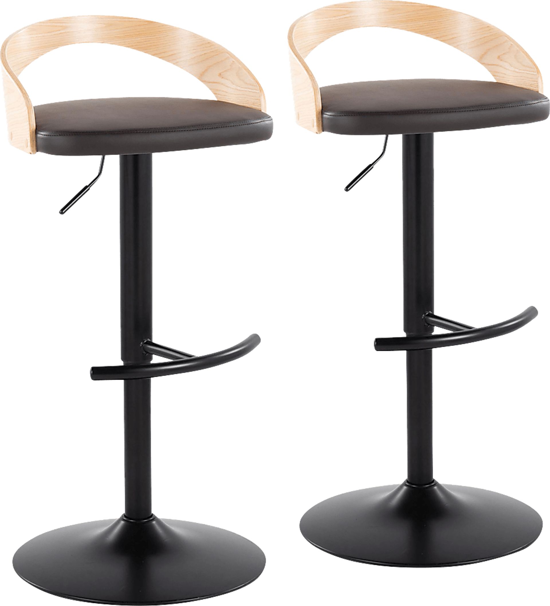 Zykan XVII Brown Adjustable Barstool, Set of 2 - Image 1