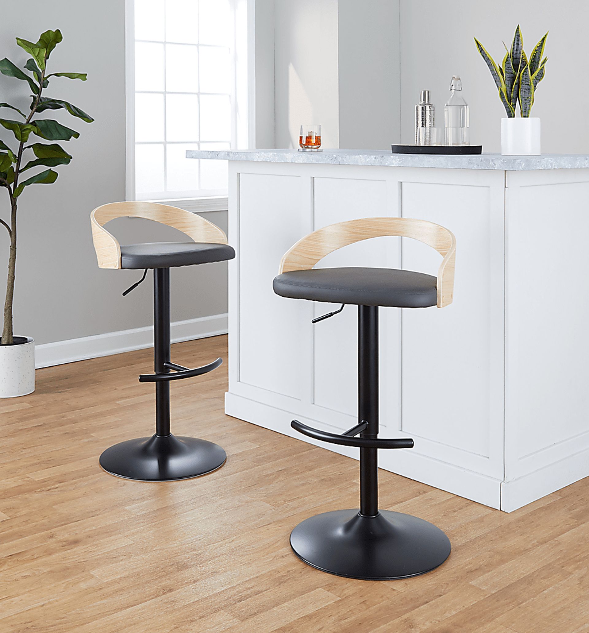 Zykan XVII Gray Adjustable Barstool, Set of 2 - Image 2
