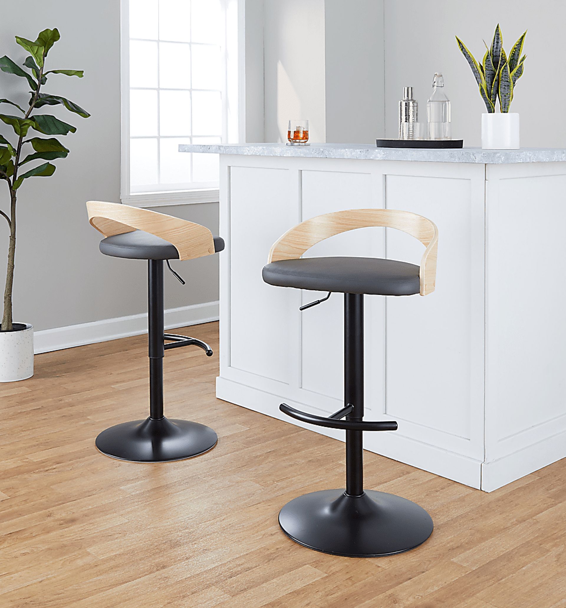 Zykan XVII Gray Adjustable Barstool, Set of 2 - Image 9