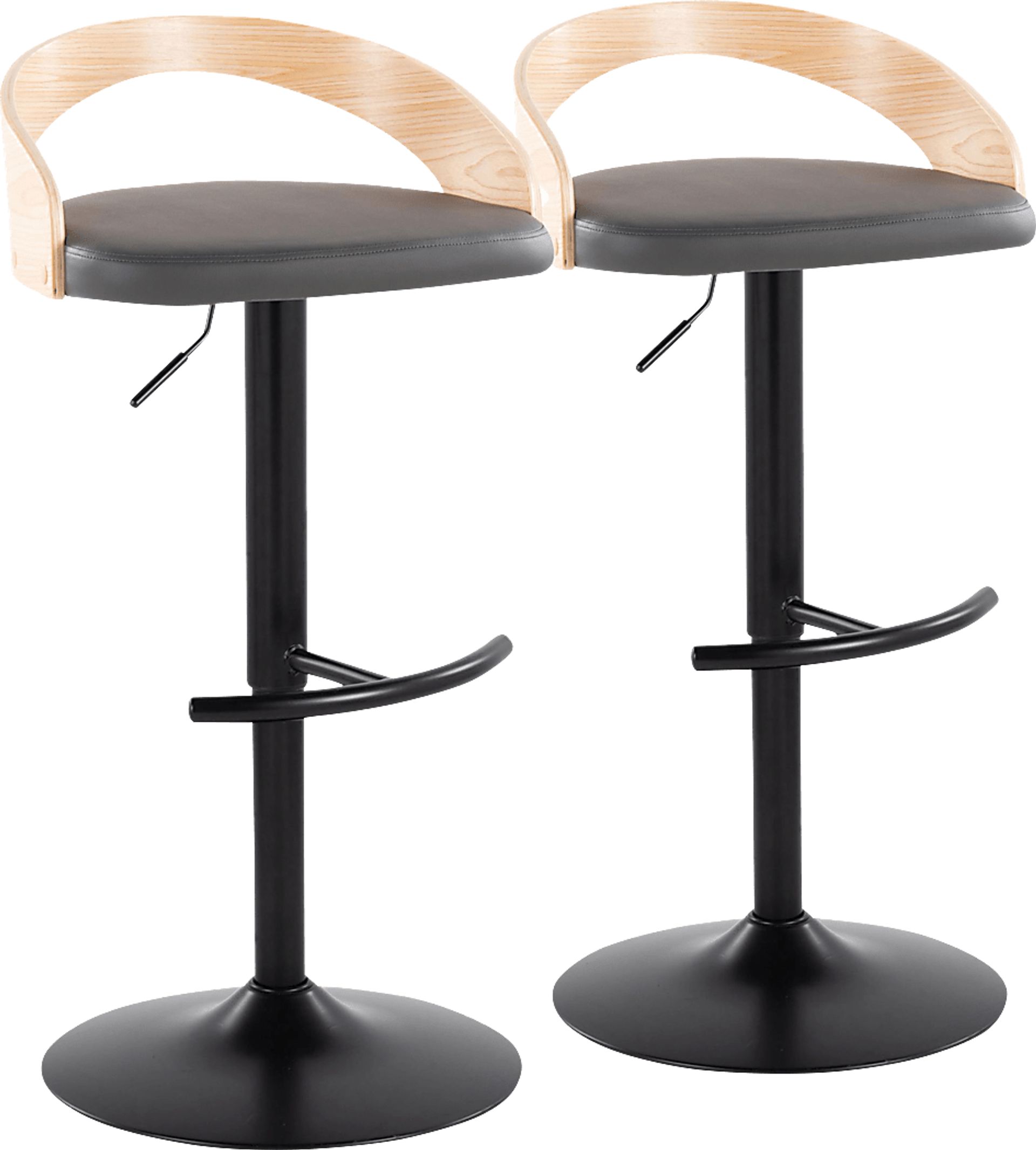Zykan XVII Gray Adjustable Barstool, Set of 2 - Image 1