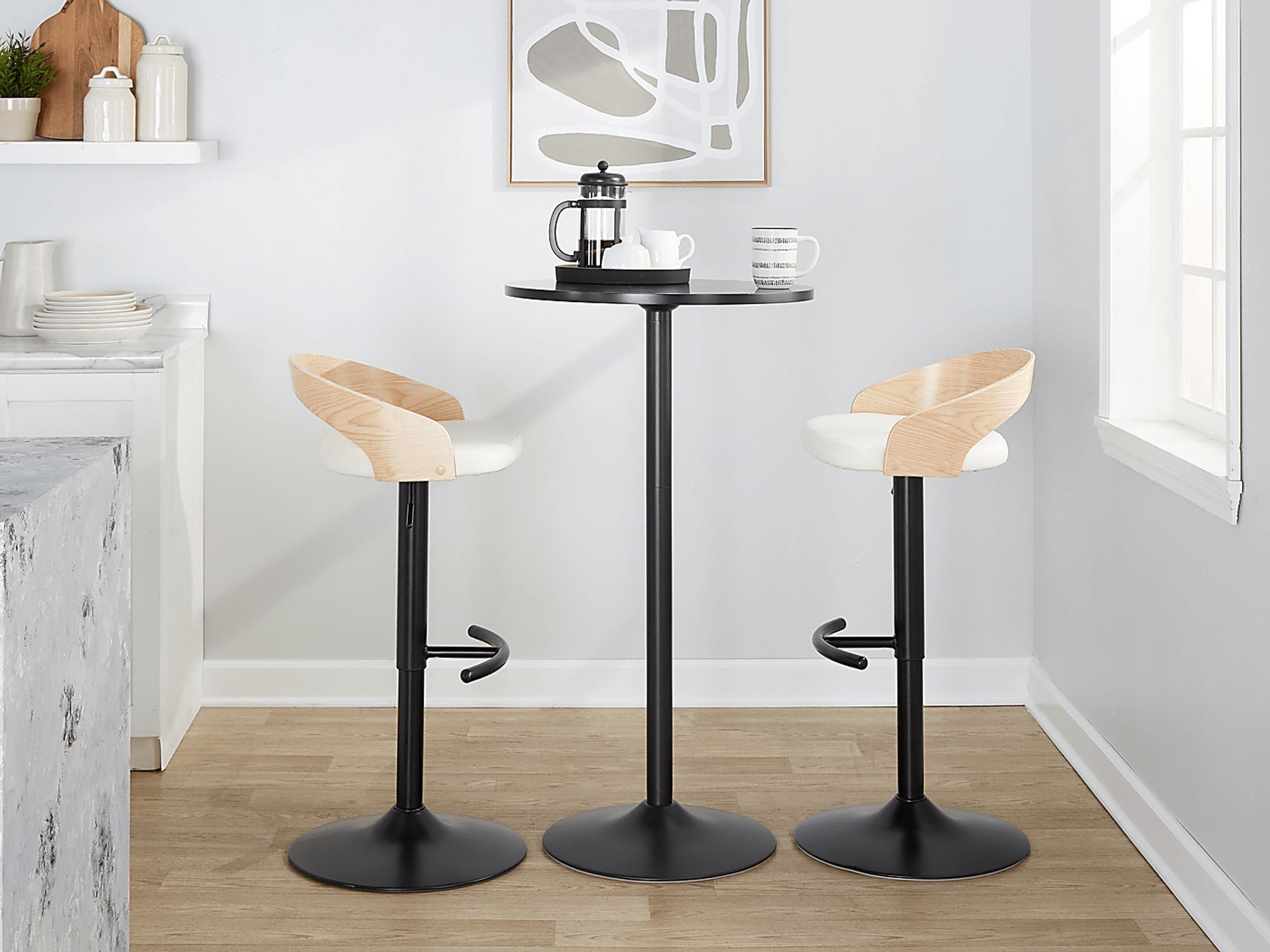 Zykan XVII White Adjustable Barstool, Set of 2 - Image 11