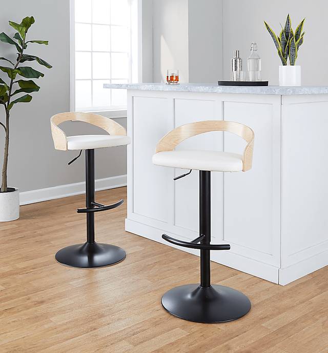Zykan XVII White Adjustable Barstool, Set of 2 - Thumbnail - Image 2