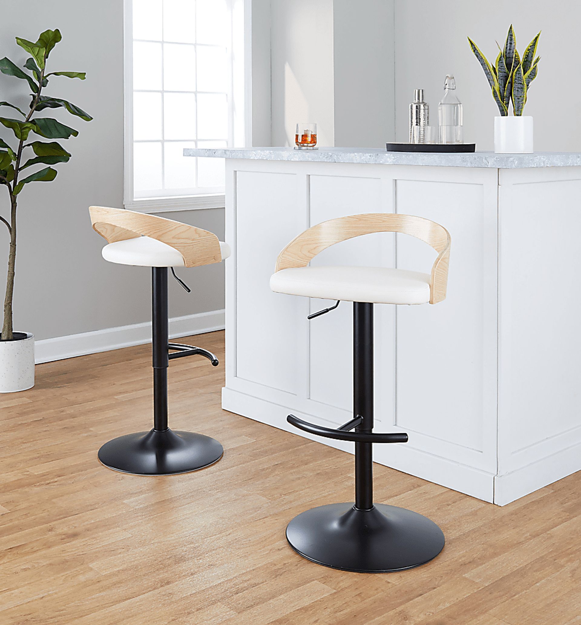 Zykan XVII White Adjustable Barstool, Set of 2 - Image 9
