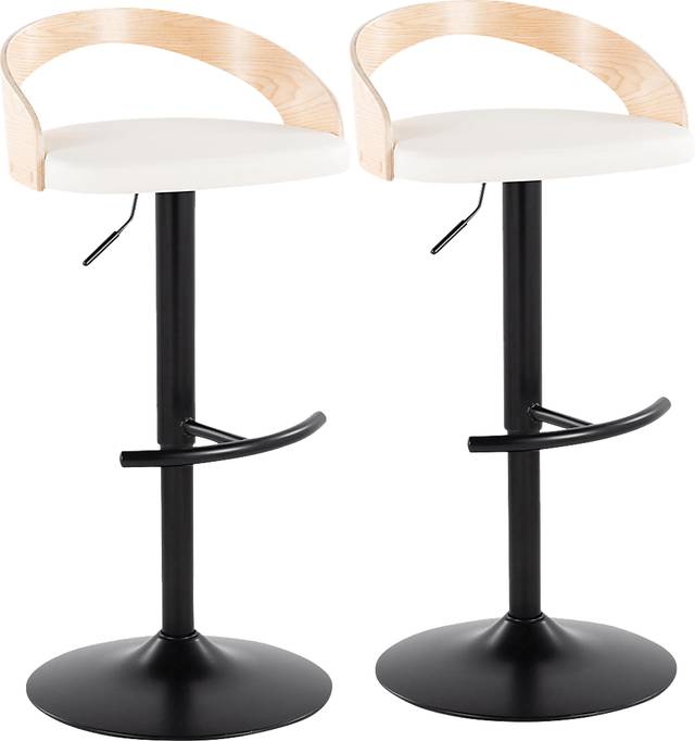 Zykan XVII White Adjustable Barstool, Set of 2 - Thumbnail - Image 1
