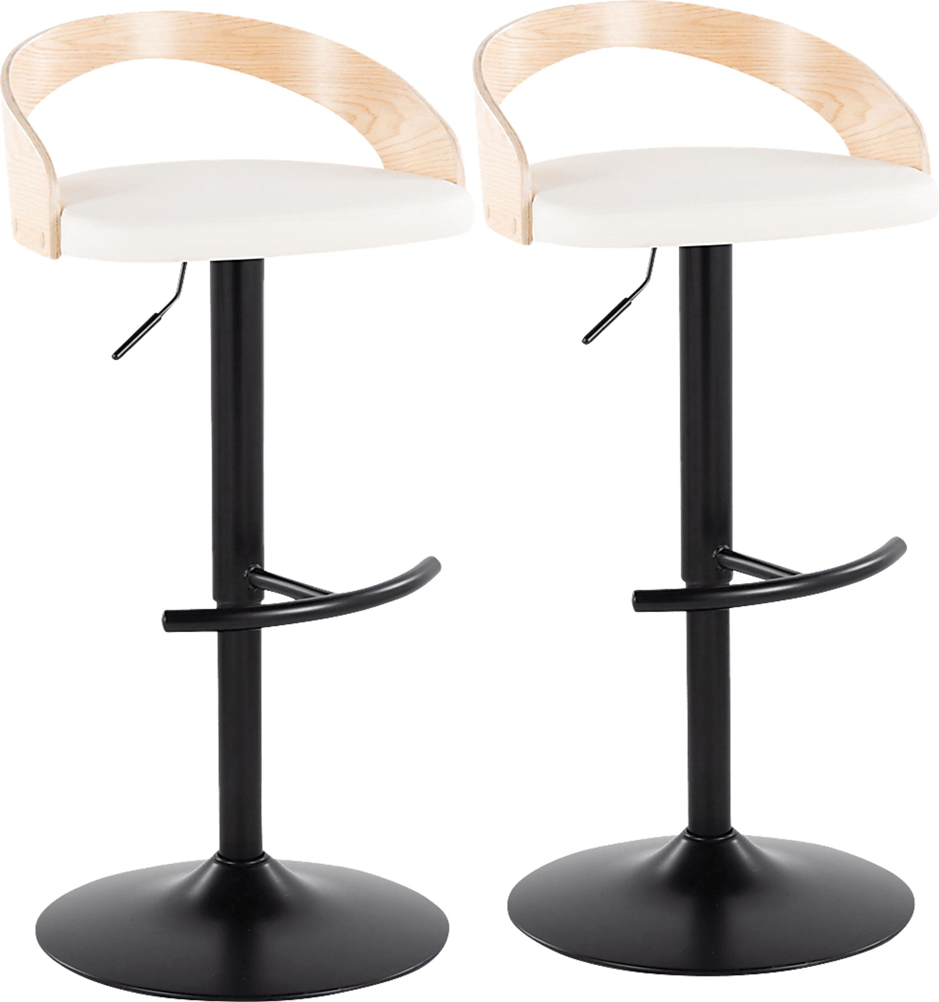 Zykan XVII White Adjustable Barstool, Set of 2 - Image 1
