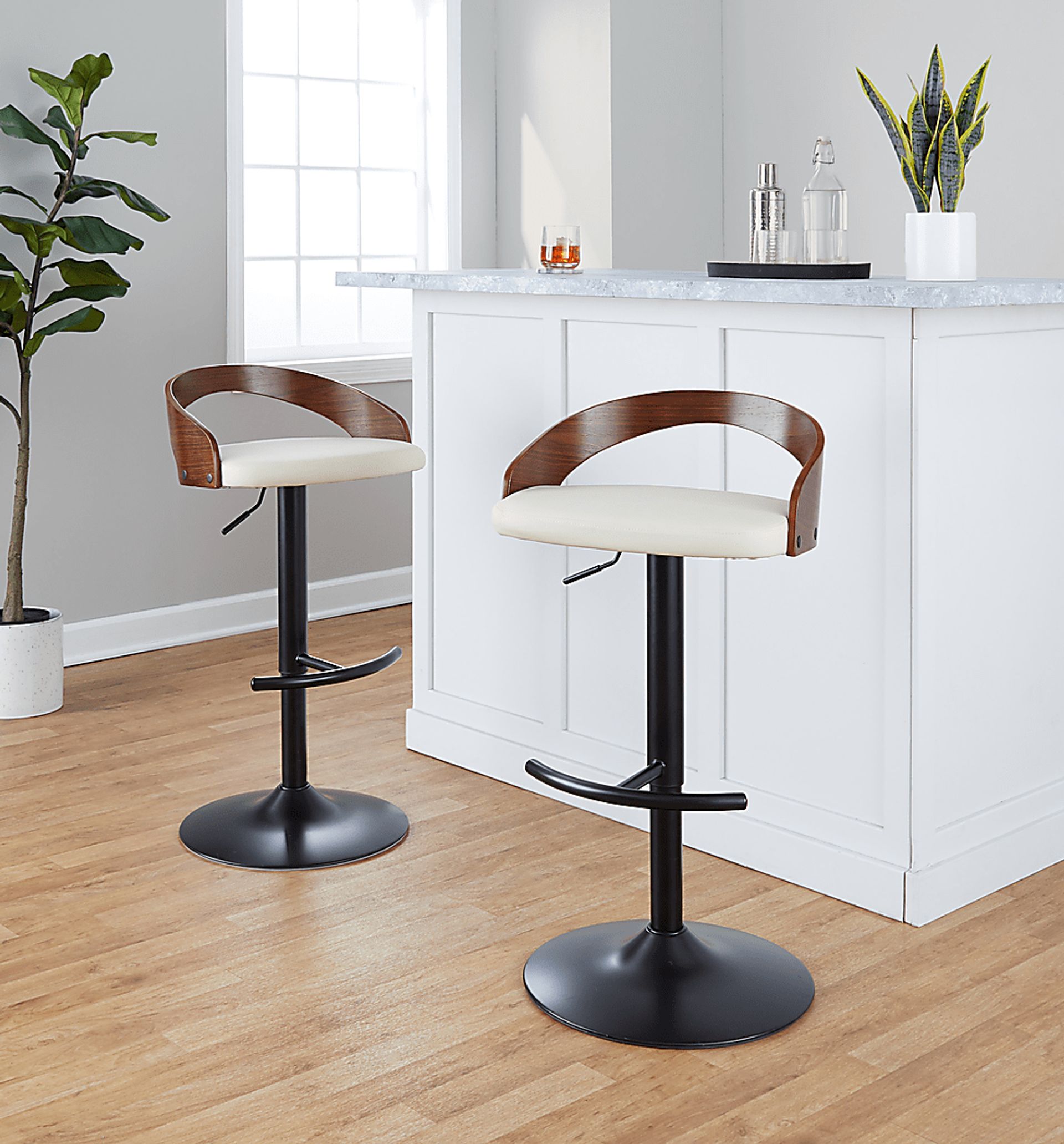 Zykan XVIII Cream Adjustable Barstool, Set of 2 - Image 2