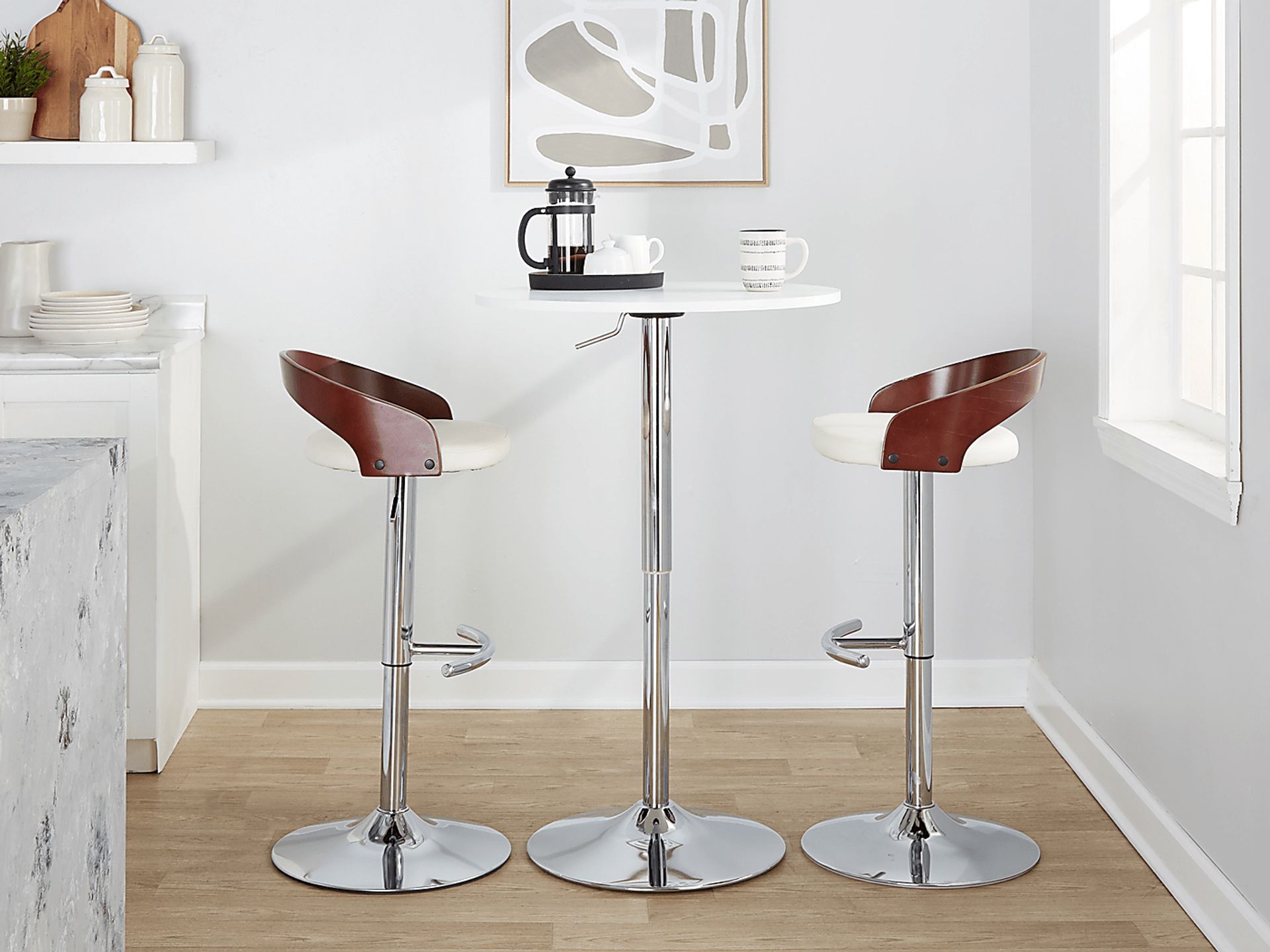 Zykan XXI White Adjustable Barstool, Set of 2 - Image 11